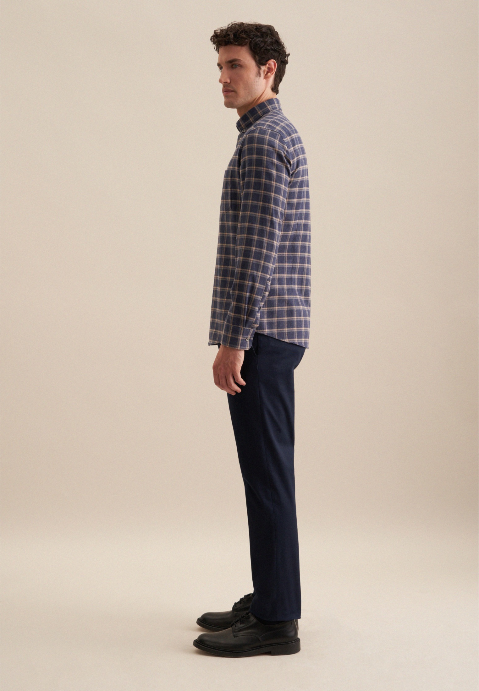 seidensticker Businesshemd »Schwarze Rose«, Slim Langarm Button-Down-Kragen Karo