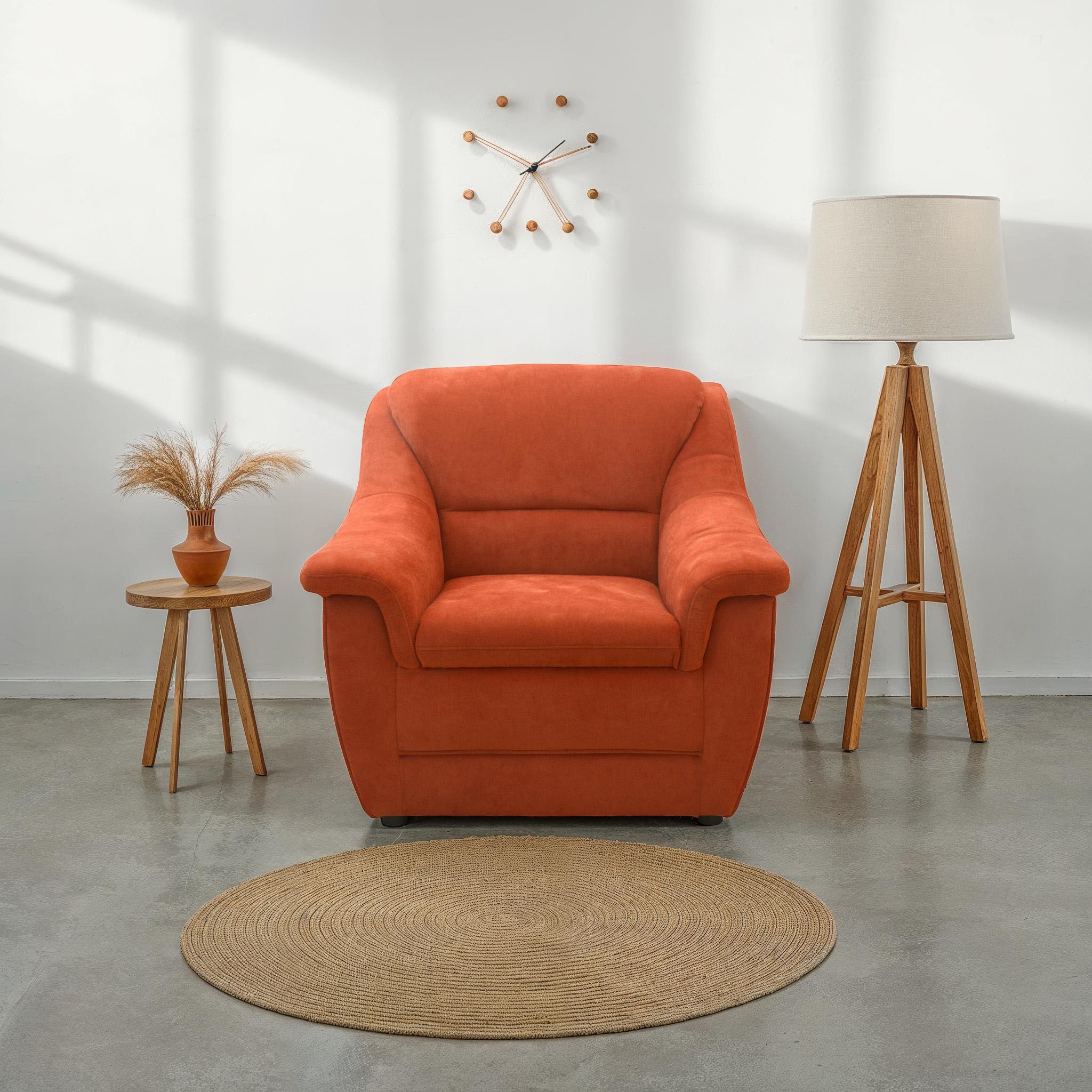 Sessel DOMO COLLECTION, B:98cm H:88cm T:93cmterra, 100% Polyester, Wohnzimmer, Sessel, "Lale, zeitloser und komfortabler Sessel, bequeme Armlehnen"