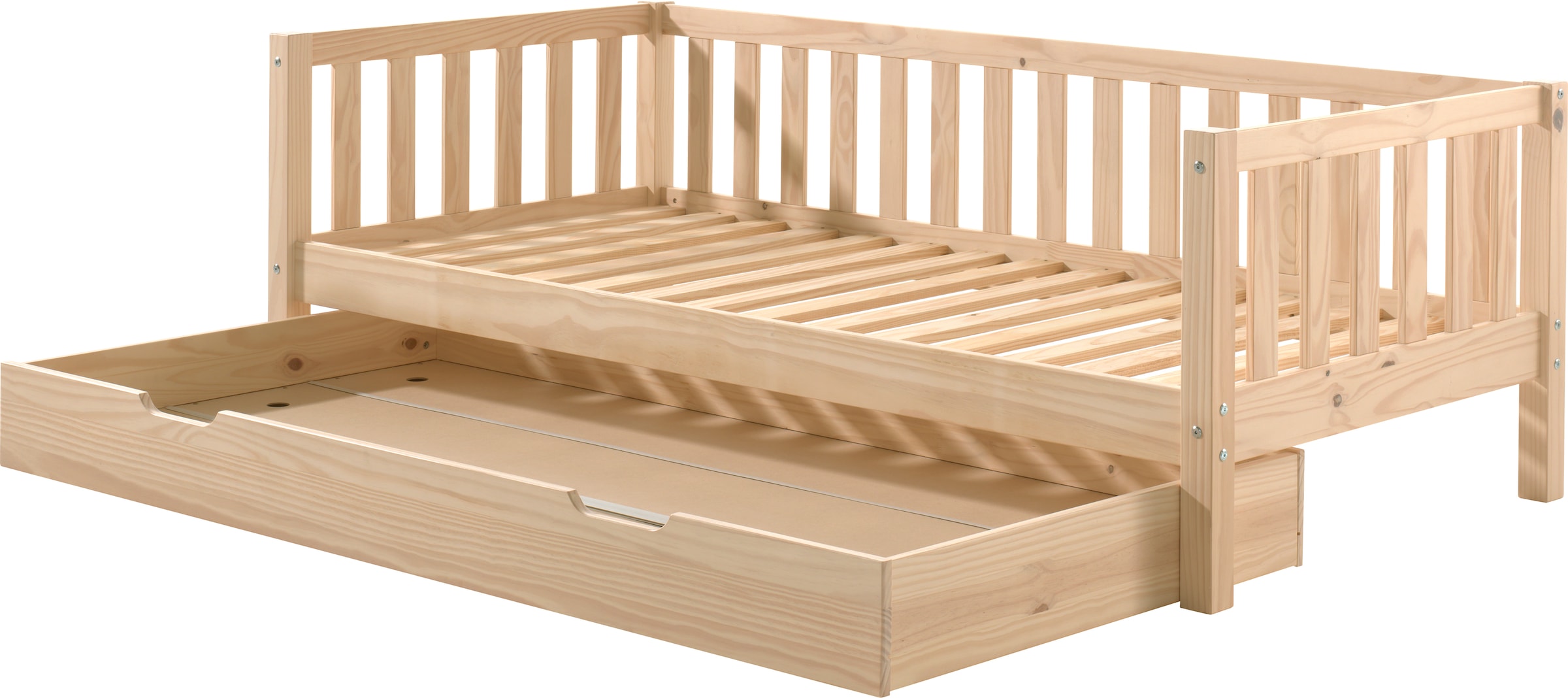 Vipack Einzelbett, (Made in Europe), Sprossenumrandung, Liegefläche 90x200 cm, in Milky Pine oder Weiß