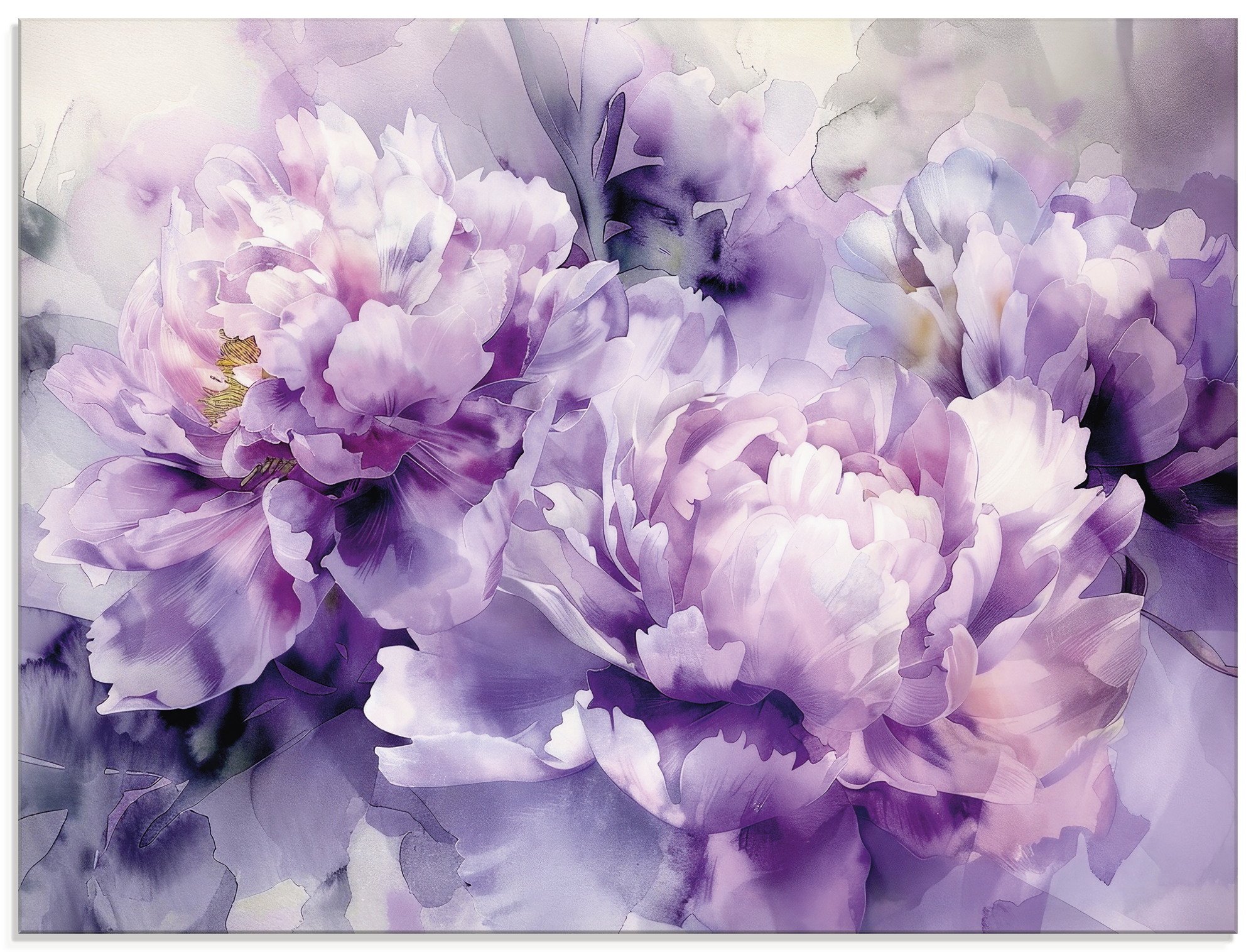 Artland Glasbild "Lila Farbene Pfingstrosen Aquarell" Blumenbilder 1 Stk. tlg. in verschiedenen Größen