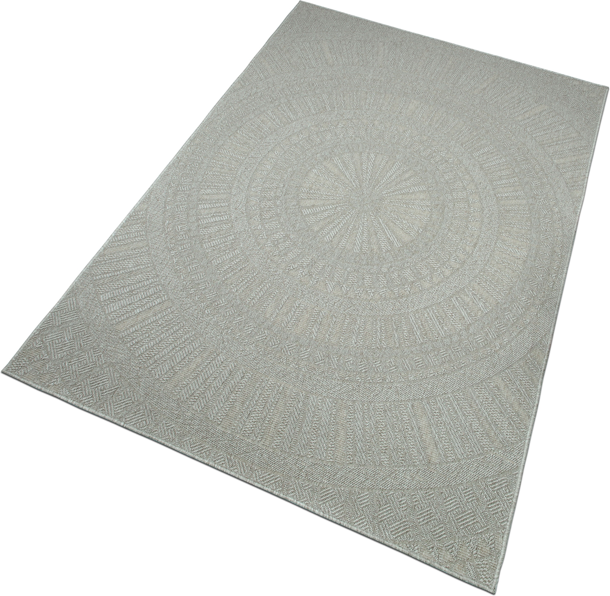 Bruno Banani Teppich »Solan, ethnisch, boho-inspiriert« rechteckig 5 mm Höhe Mandala, Kreise, In- und Outdoor geeignet, Camping, Balkon