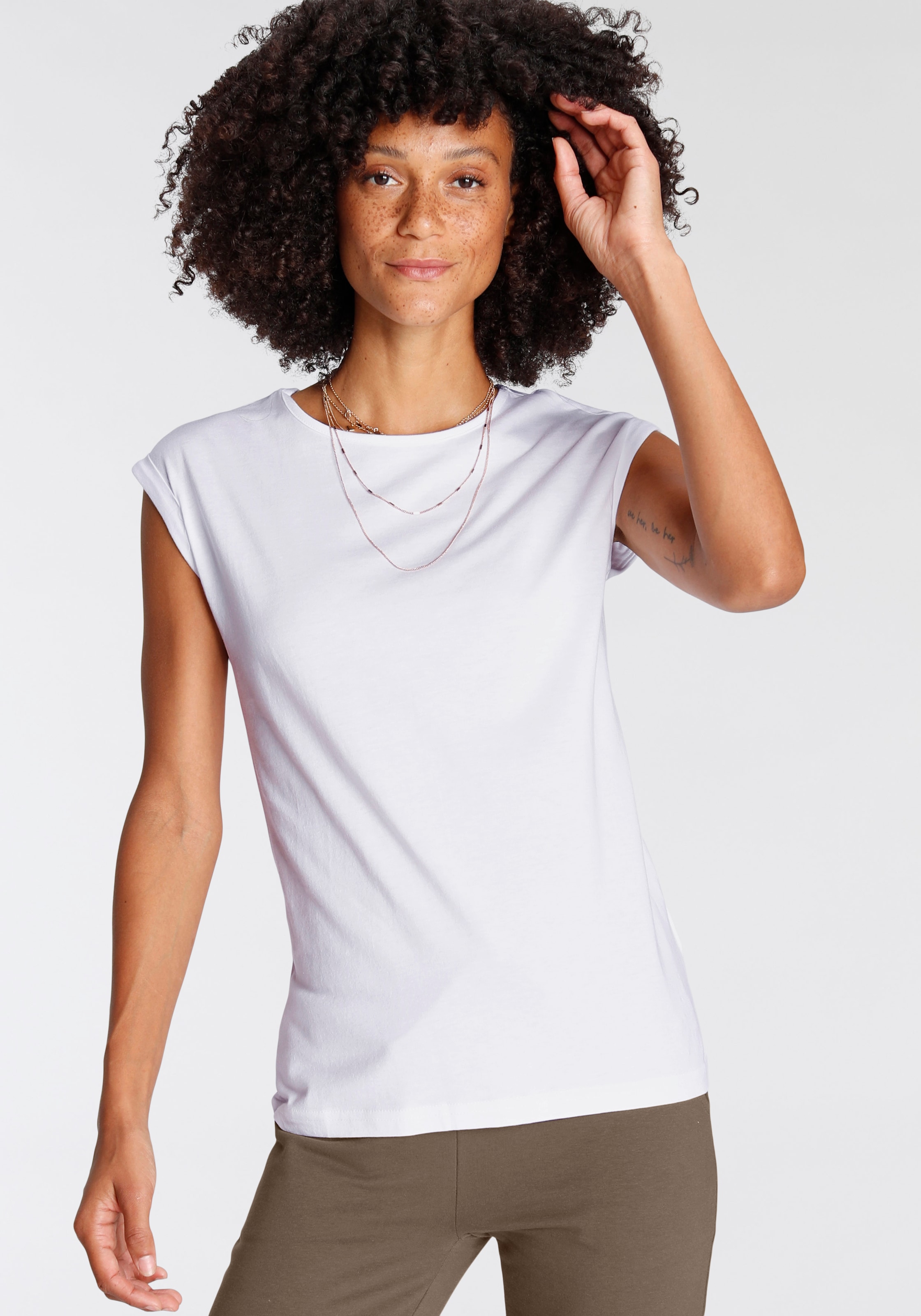 kaufen mit Schultern BAUR online (2er-Pack), Flashlights kleinem Ärmelaufschlag T-Shirt, & überschnittenen |