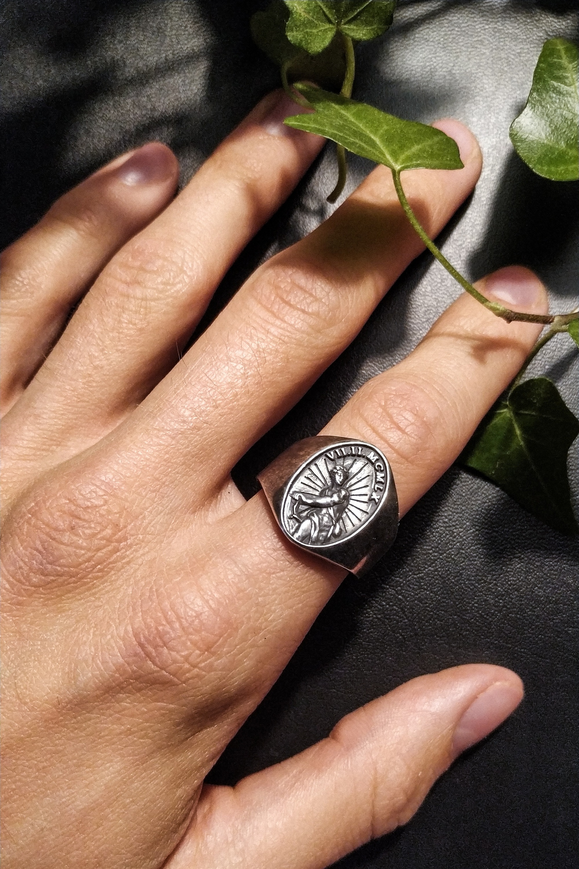 CAÏ Fingerring »925/- Sterling Silber matt-oxidiert«