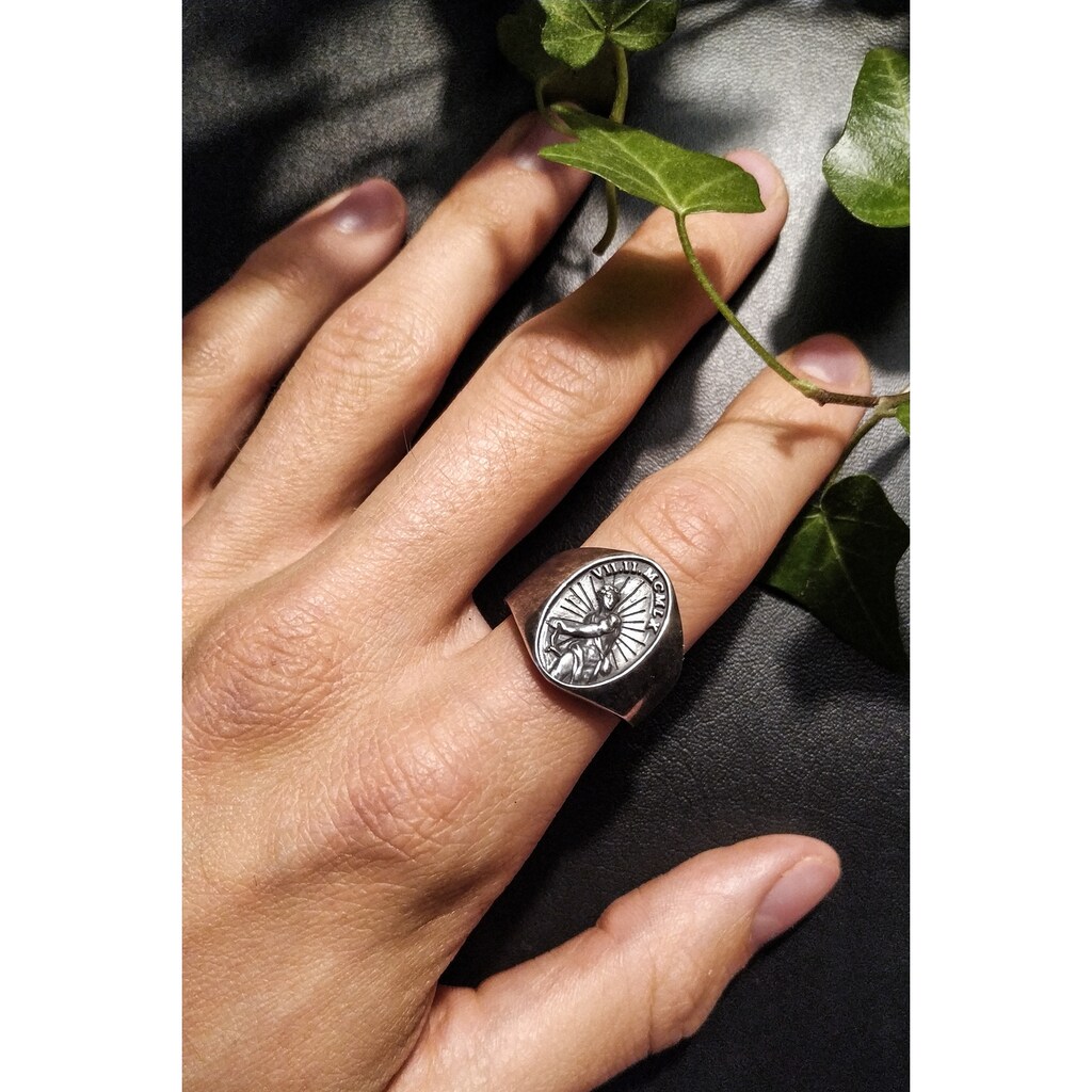 CAÏ Fingerring »925/- Sterling Silber matt-oxidiert«