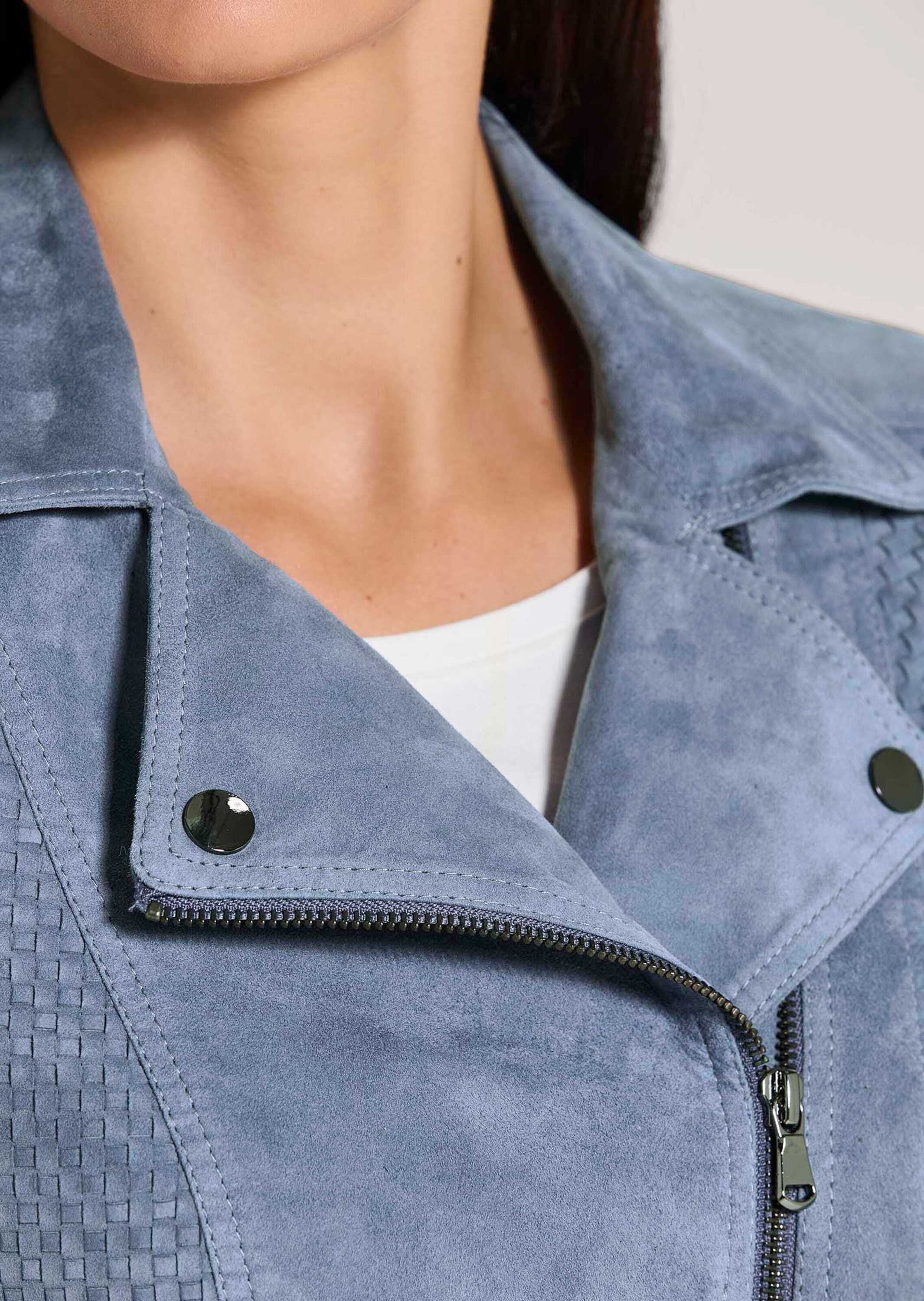 MADELEINE Lederjacke »Lederjacke Kurze Bikerjacke aus softem Ziegenvelours«