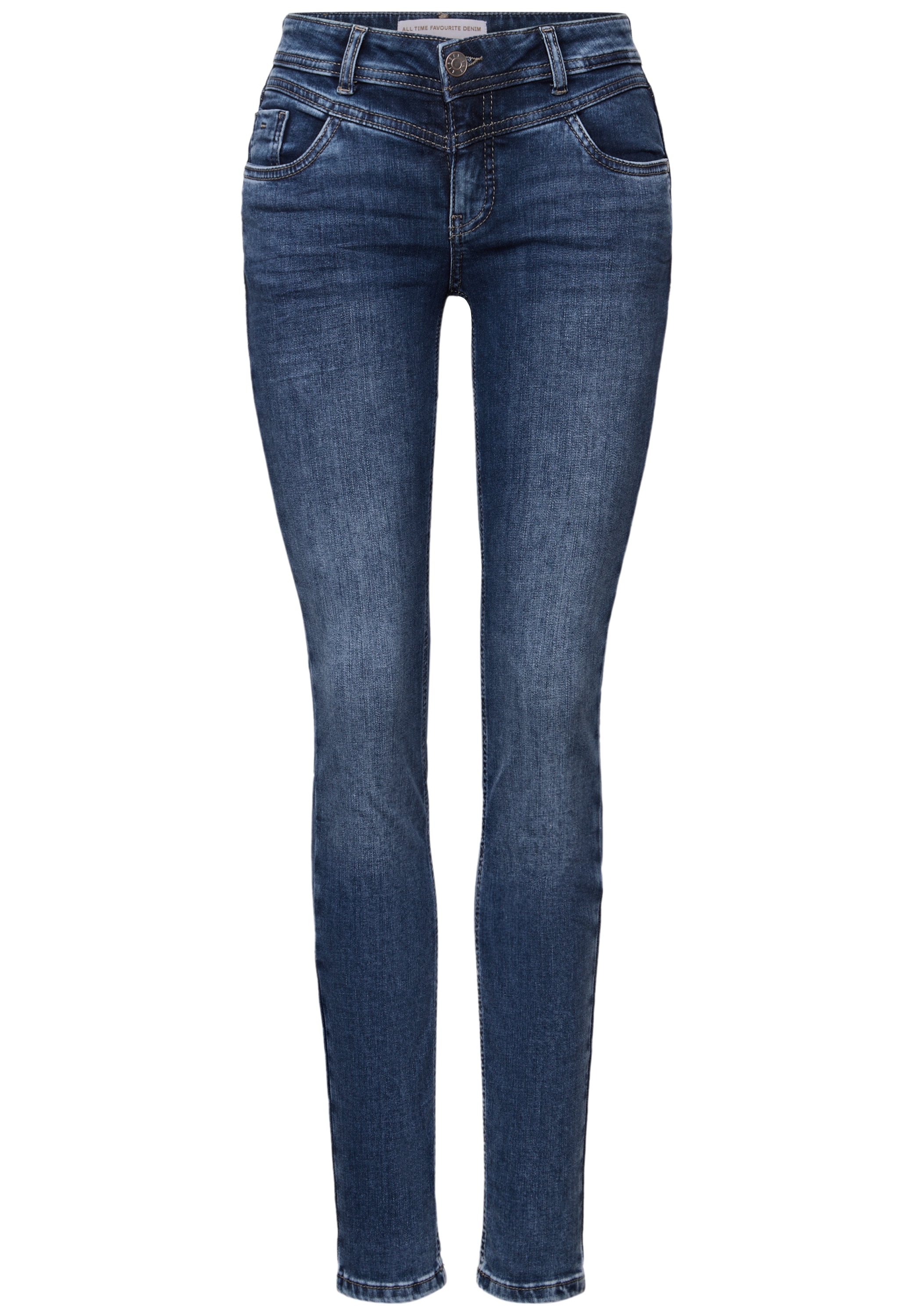 STREET ONE Comfort-fit-Jeans, in dunkelblauer Waschung