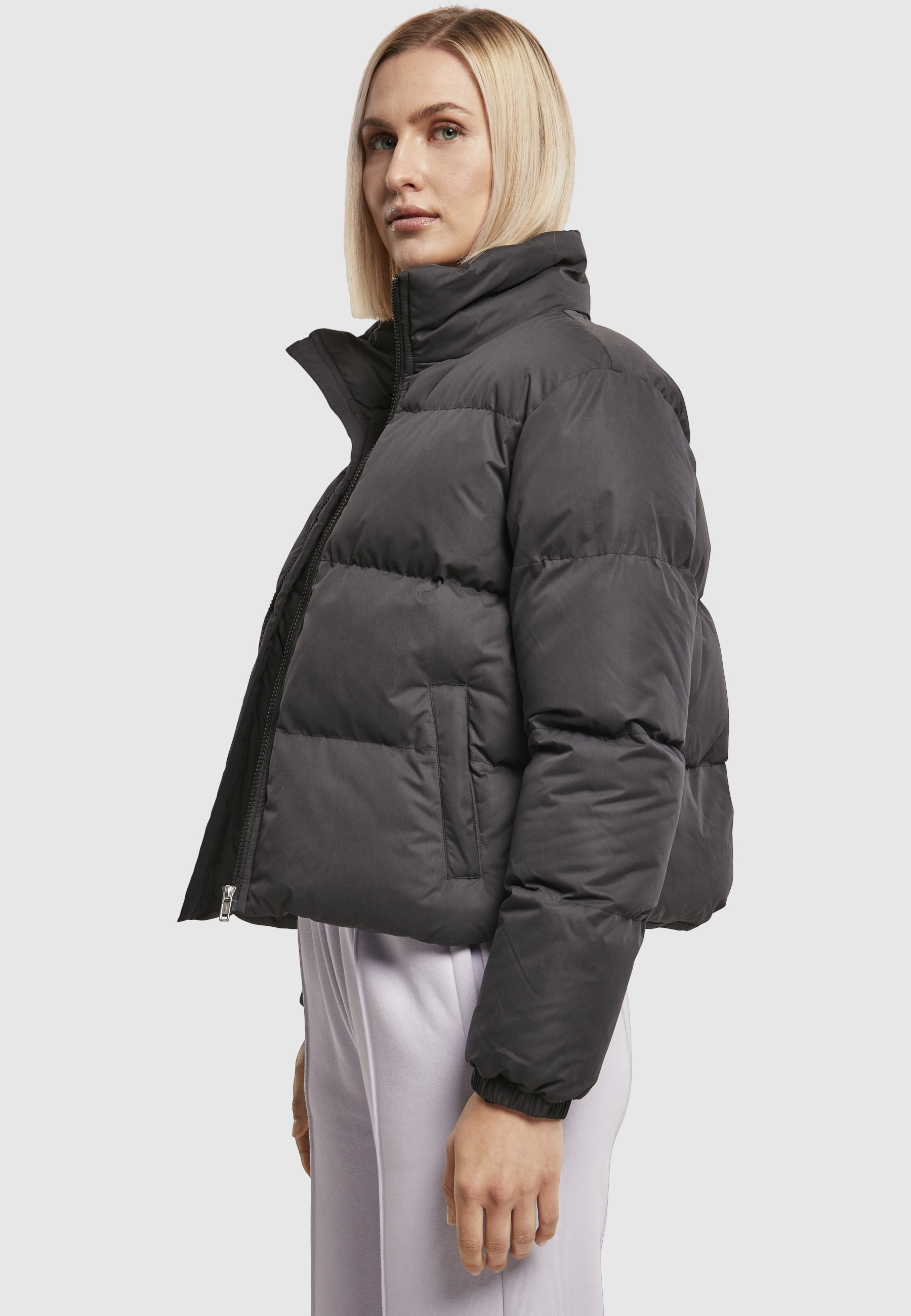 URBAN CLASSICS Winterjacke »Urban Classics Damen Ladies Short Peached Puffer Jacket« 1 Stk. tlg. ohne Kapuze