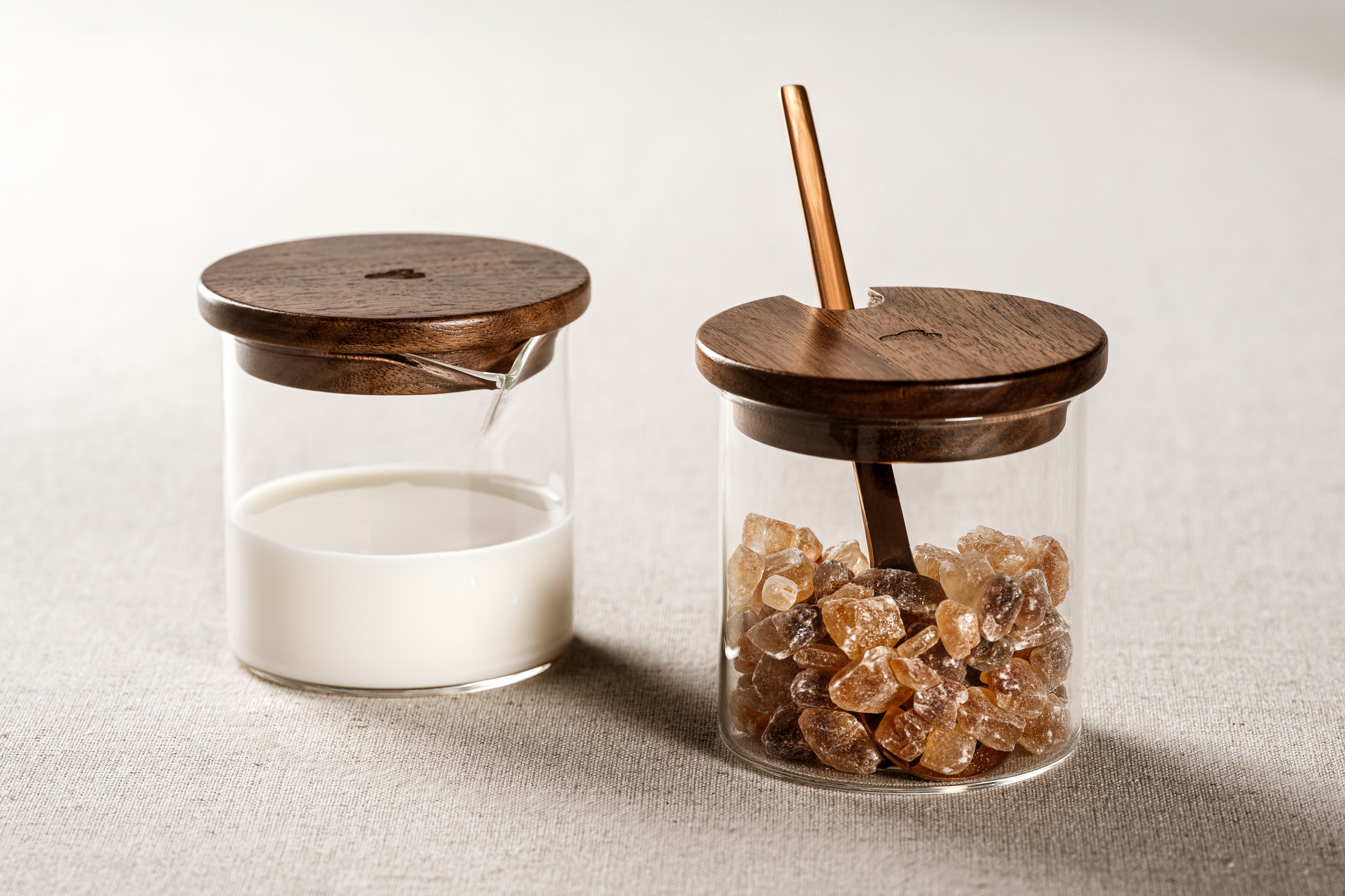 LEONARDO Milch- und Zuckerset »NOVO LEGNO«, (Set, 4 tlg., Set), Milchgießer und Zuckerdose mit Holzdeckel
