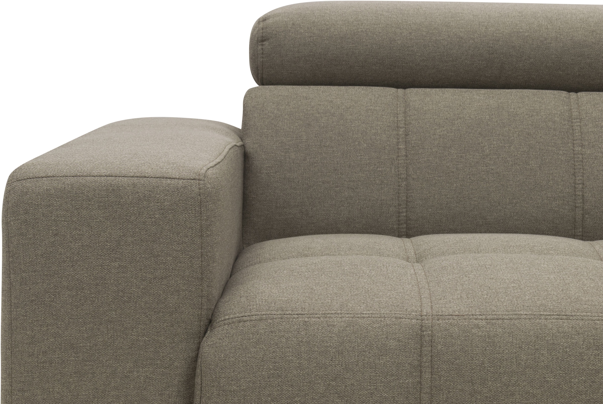 DOMO collection Ecksofa »Trento L-Form, mit Kufenfuß oder Einzelfuß« wahlweise mit Kopfteilverstellung, Recamiere links/rechts bestellbar