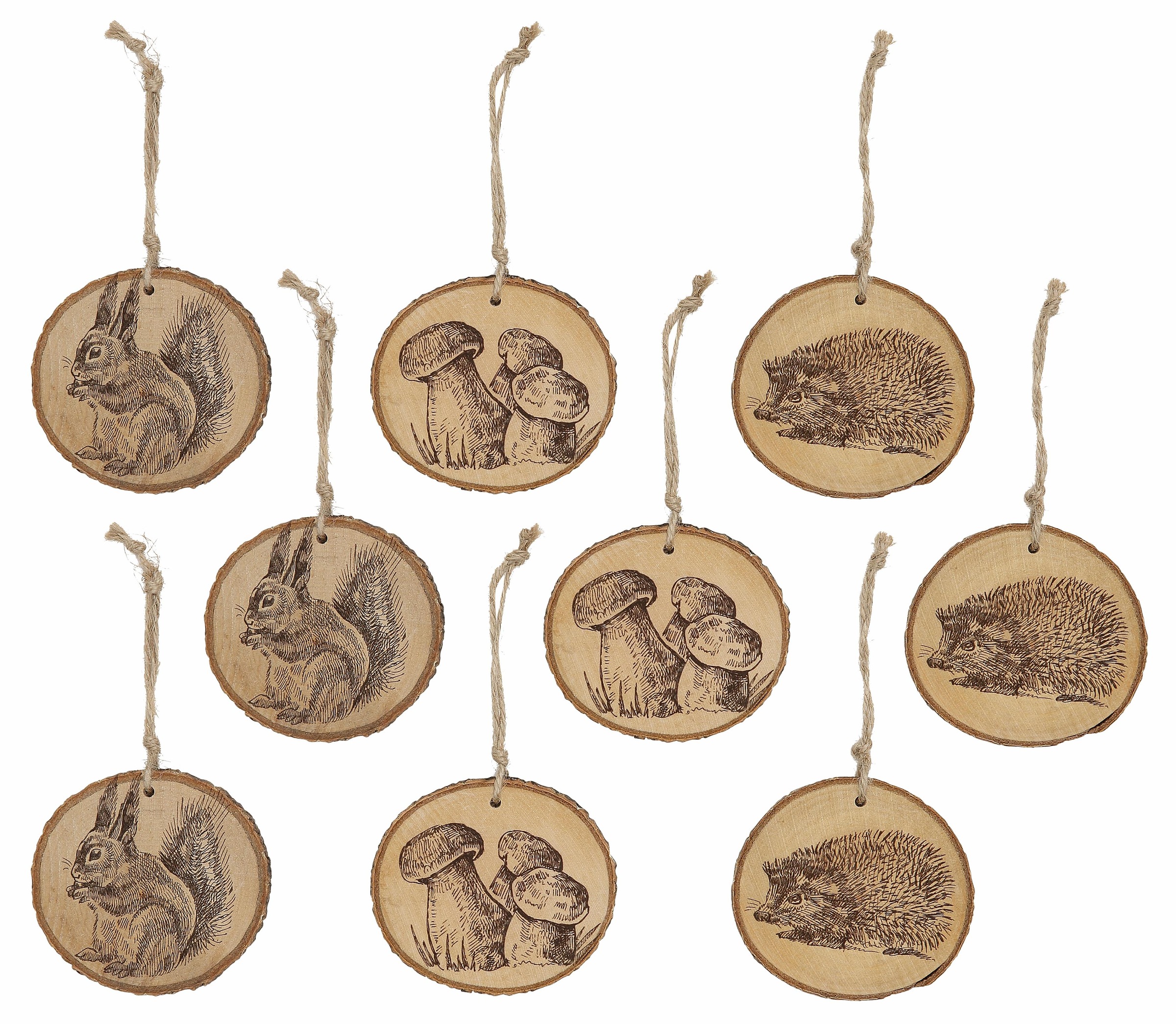 CHRISTMAS GOODS by Inge Christbaumschmuck »Dekohänger Wald«, (Set, 9 tlg.), aus Holz, mit Waldmotiven