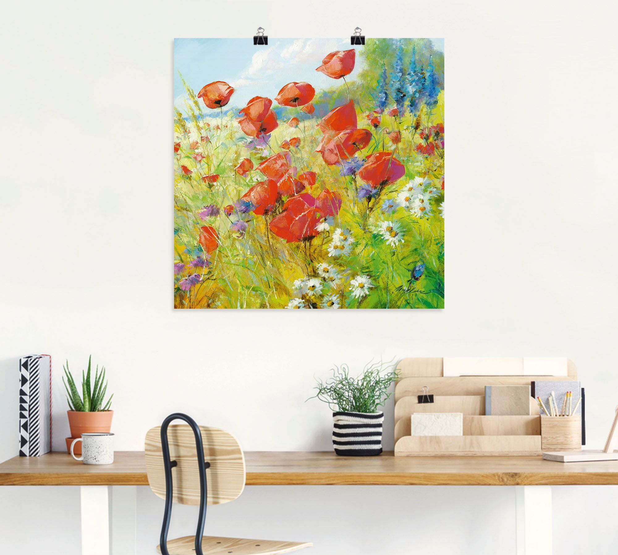 Artland Wandbild »Sommerwiese mit Mohnblumen«, Blumenwiese, (1 St.), als Alubild, Outdoorbild, Leinwandbild, Poster in verschied. Größen