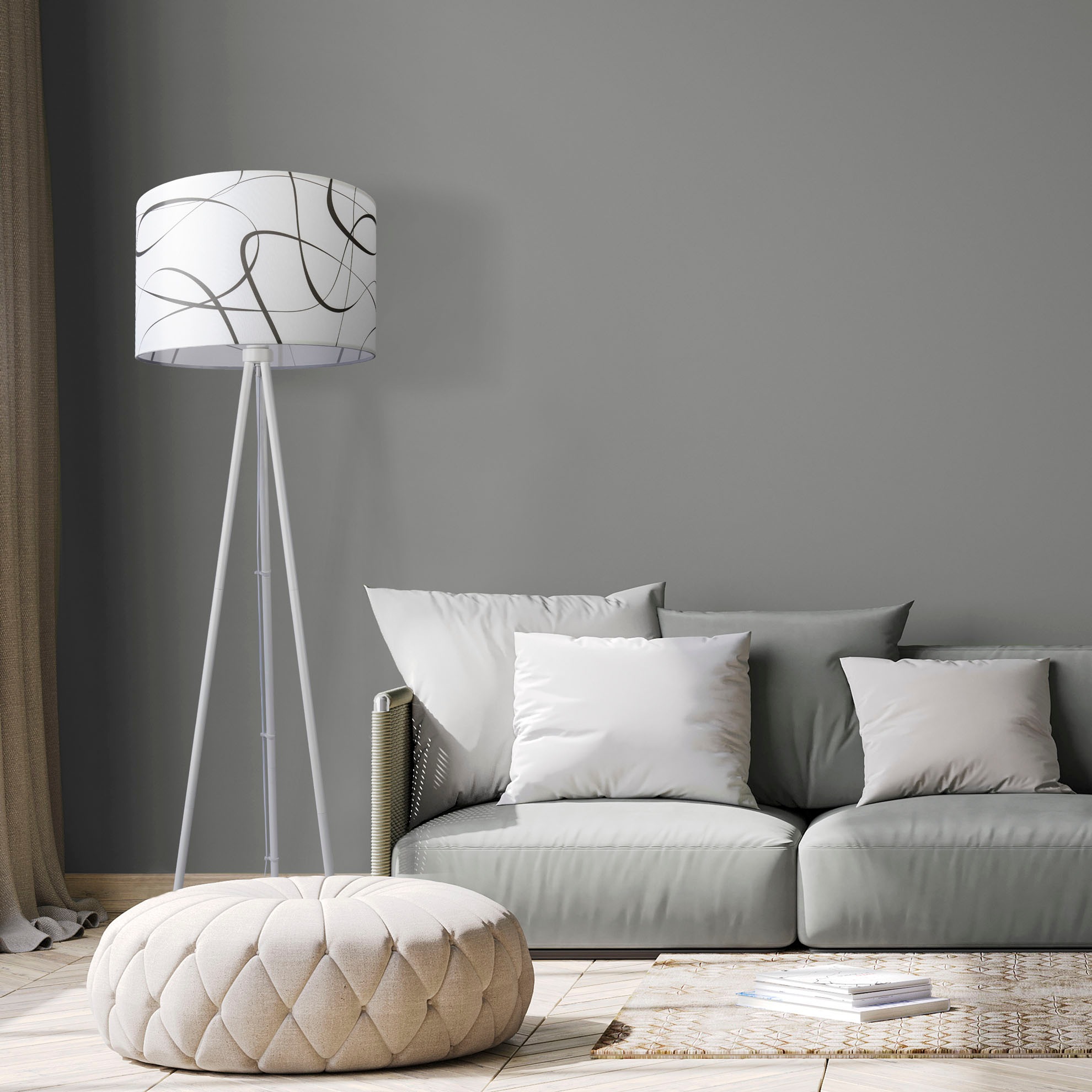 Paco Home Stehlampe »Trina Tribal« E27 Stehlampe Dreibein Mit Lampenschirm Stoff  Stativ Modern Vintage Uni