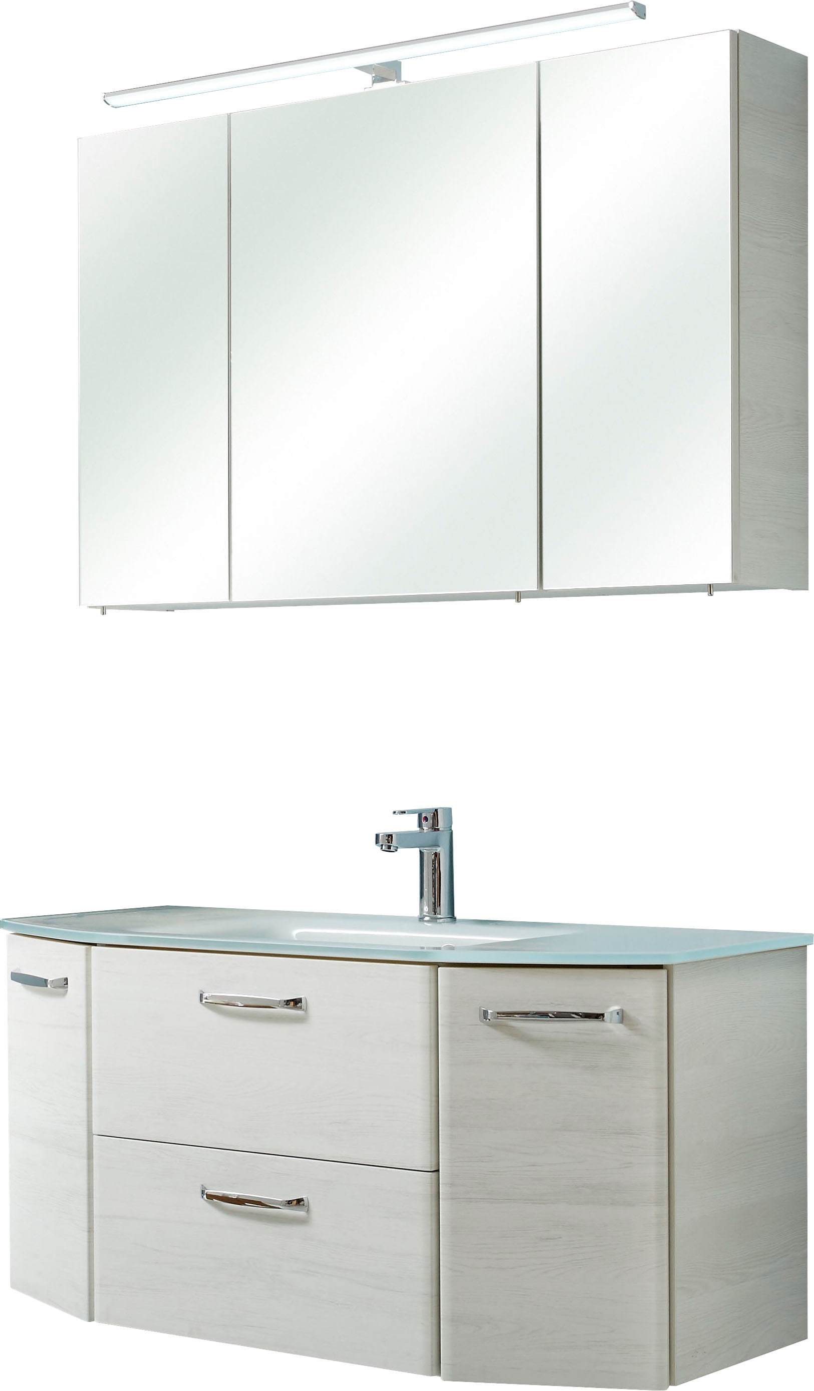 Saphir Badmöbel-Set "Quickset 2-teilig, Glas-Waschtisch mit LED-Spiegelschr günstig online kaufen