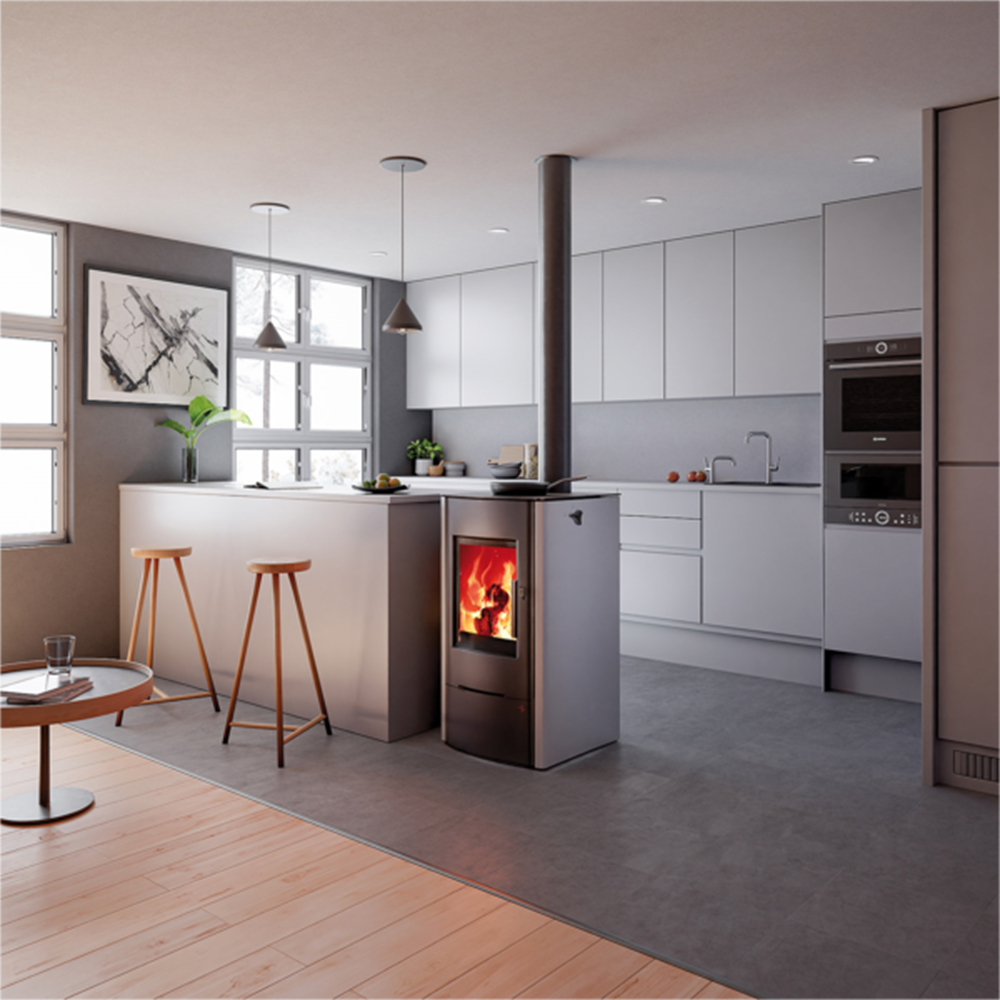 Haas + Sohn Kaminofen »ELLMAU COOK easy, perl-schwarz, mit Glaskeramik-Kochplatte«