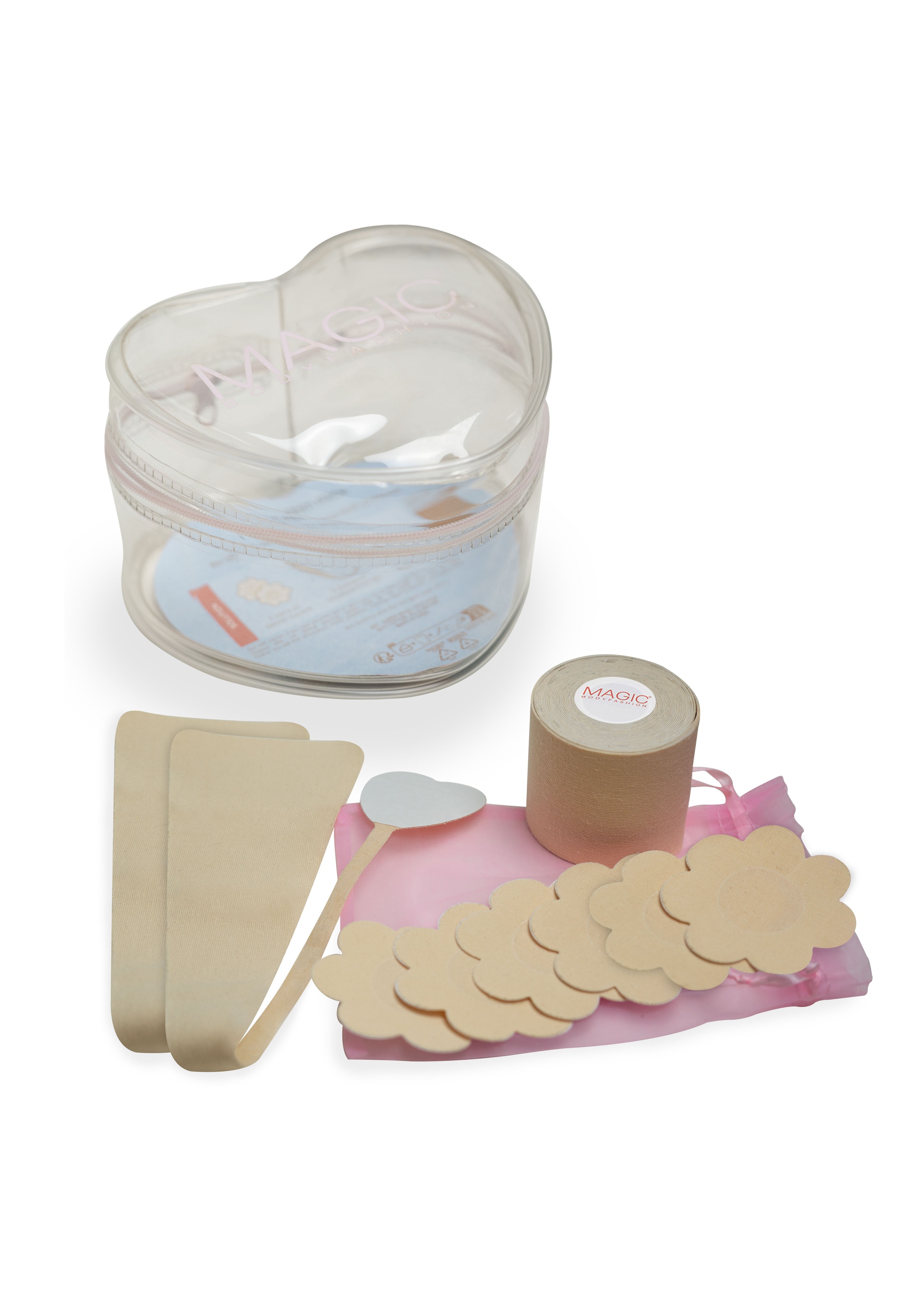 Damen Brustwarzenabdeckung, MAGIC BODYFASHIONlatte, Obermaterial: 95% Baumwolle, 5% Elasthan, Brustwarzenabdeckungen, 4 M Boobtape,3 Paar