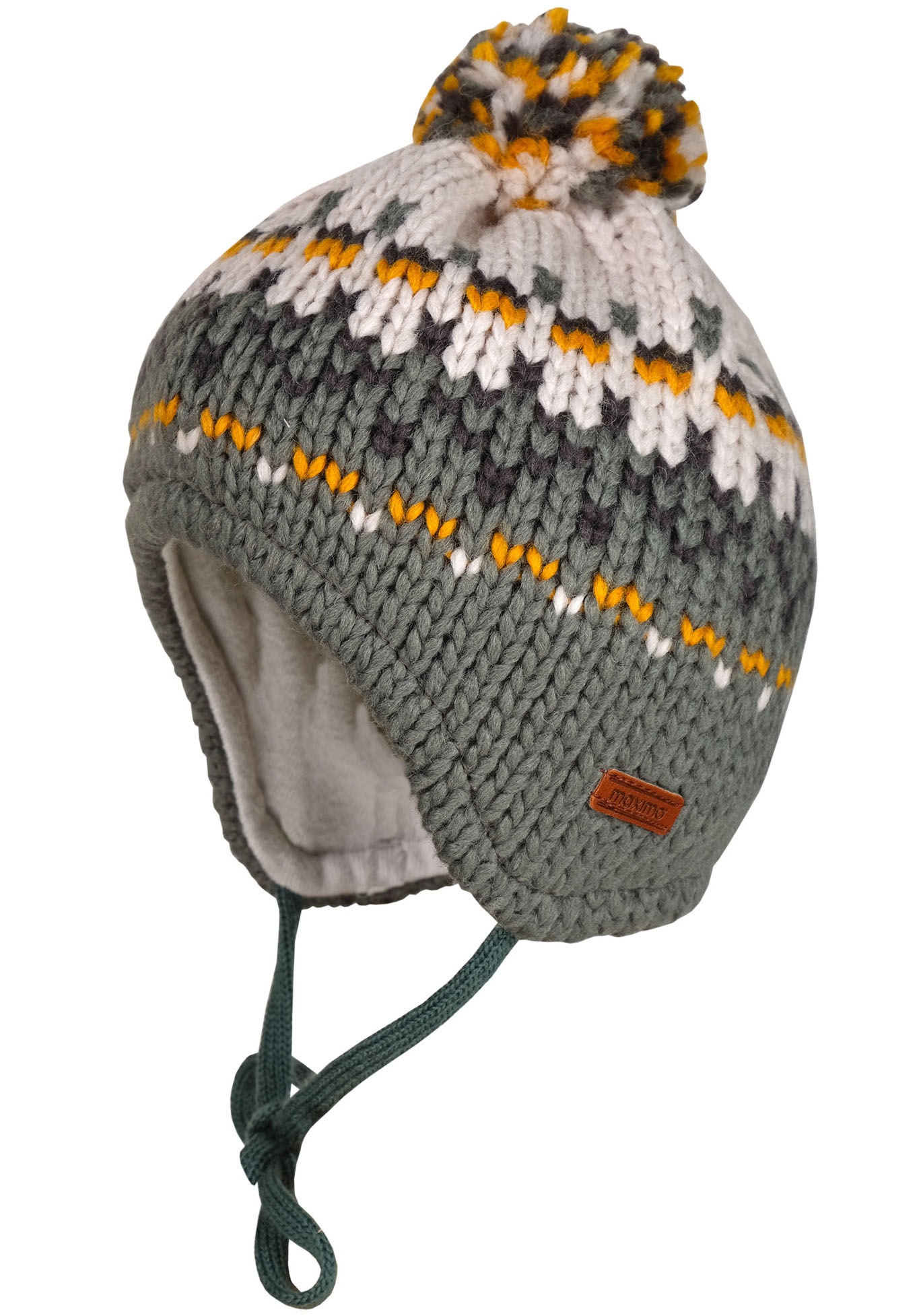 MAXIMO im Grobstrick-Jacuard mit Pompon und Futter