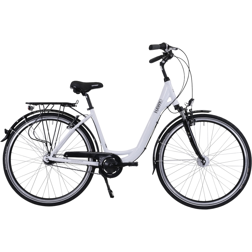 HAWK Bikes Cityrad »HAWK City Wave Deluxe White«, 7 Gang, Shimano, Nexus Schaltwerk