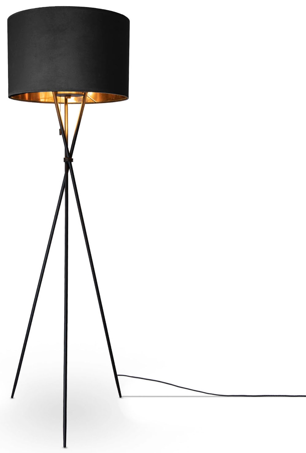 Paco Home Stehlampe »Kate uni Color«, Wohnzimmer Dreibein Standleuchte  Velour Höhe 177,5cm Filigran E27 | Im Sale