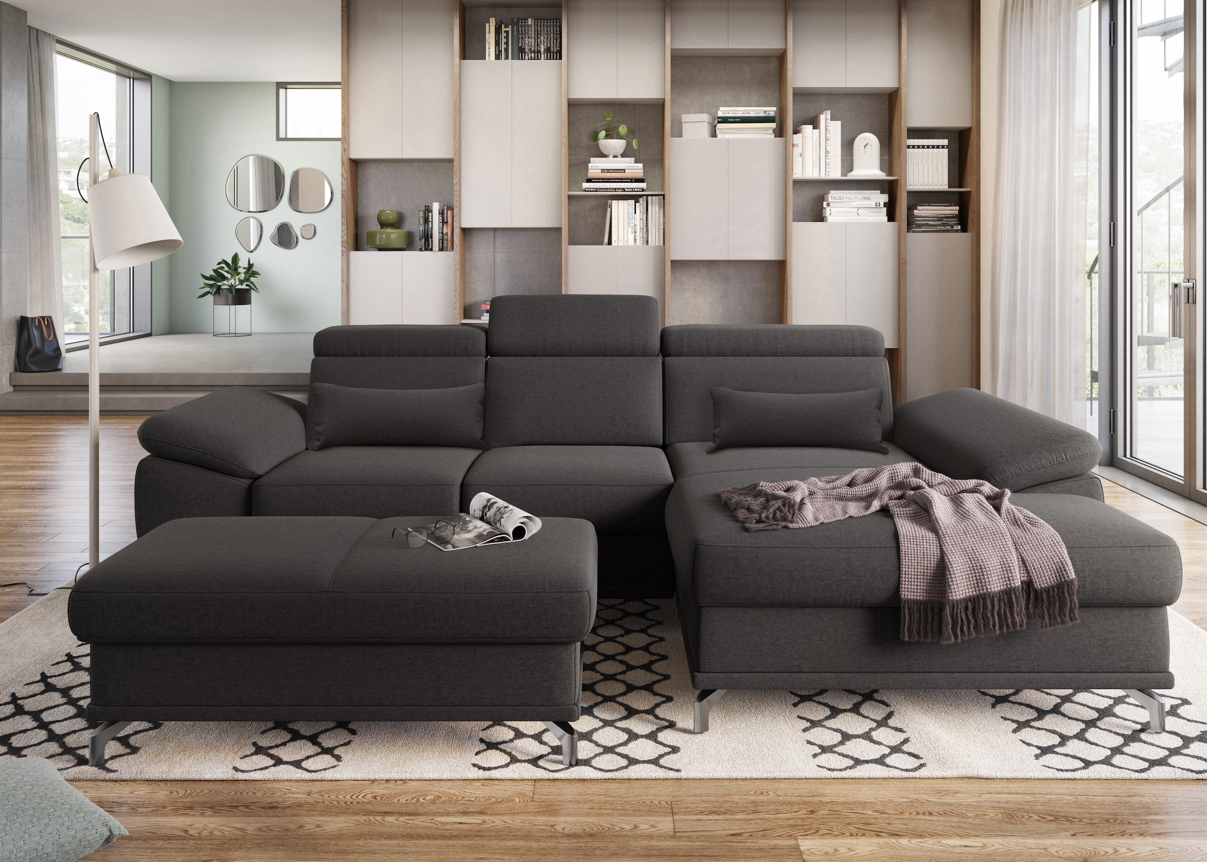 sit&more Ecksofa "Cabrio L-Form, B: 295 cm, mit Sitztiefen-, Arm- & Kopftei günstig online kaufen