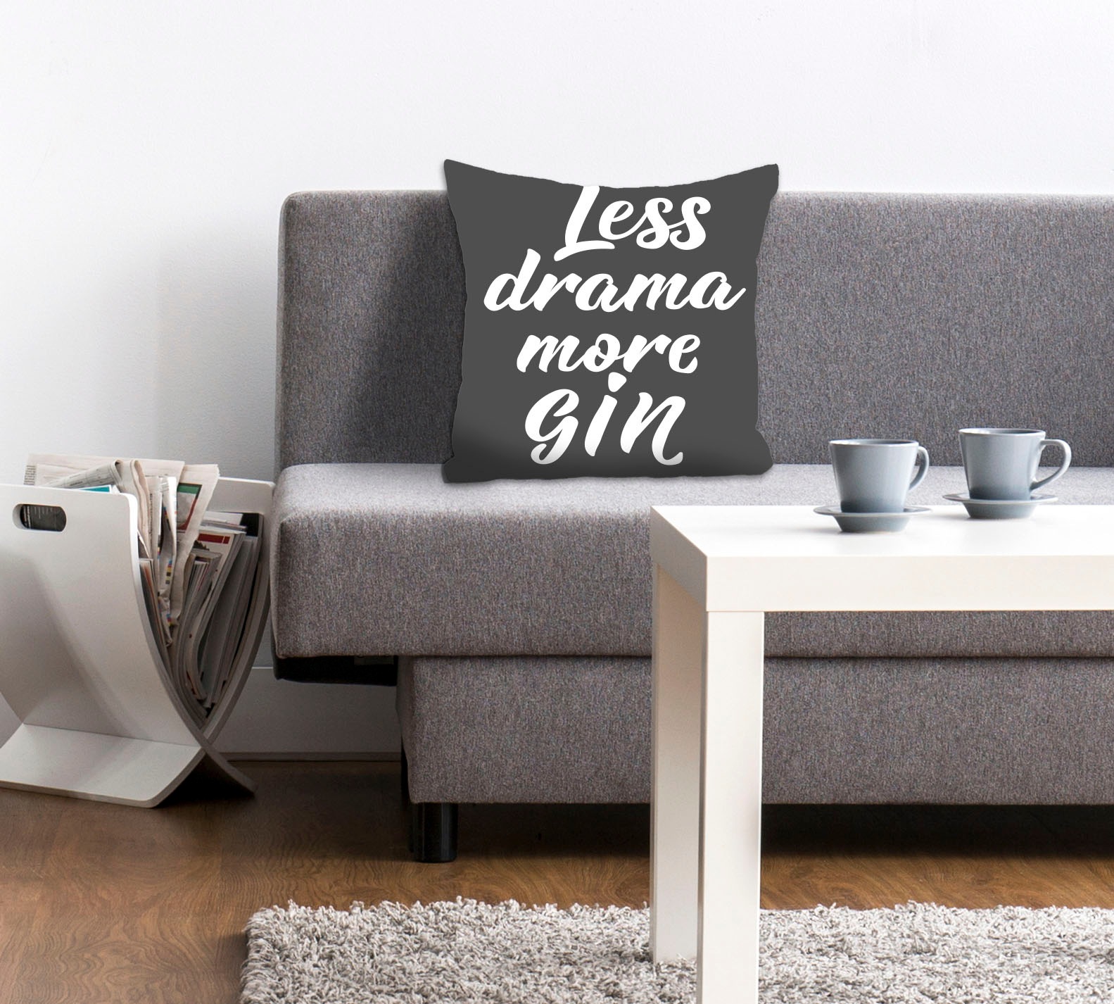 queence Dekokissen "Less drama more Gin" mit einem Schriftzug günstig online kaufen