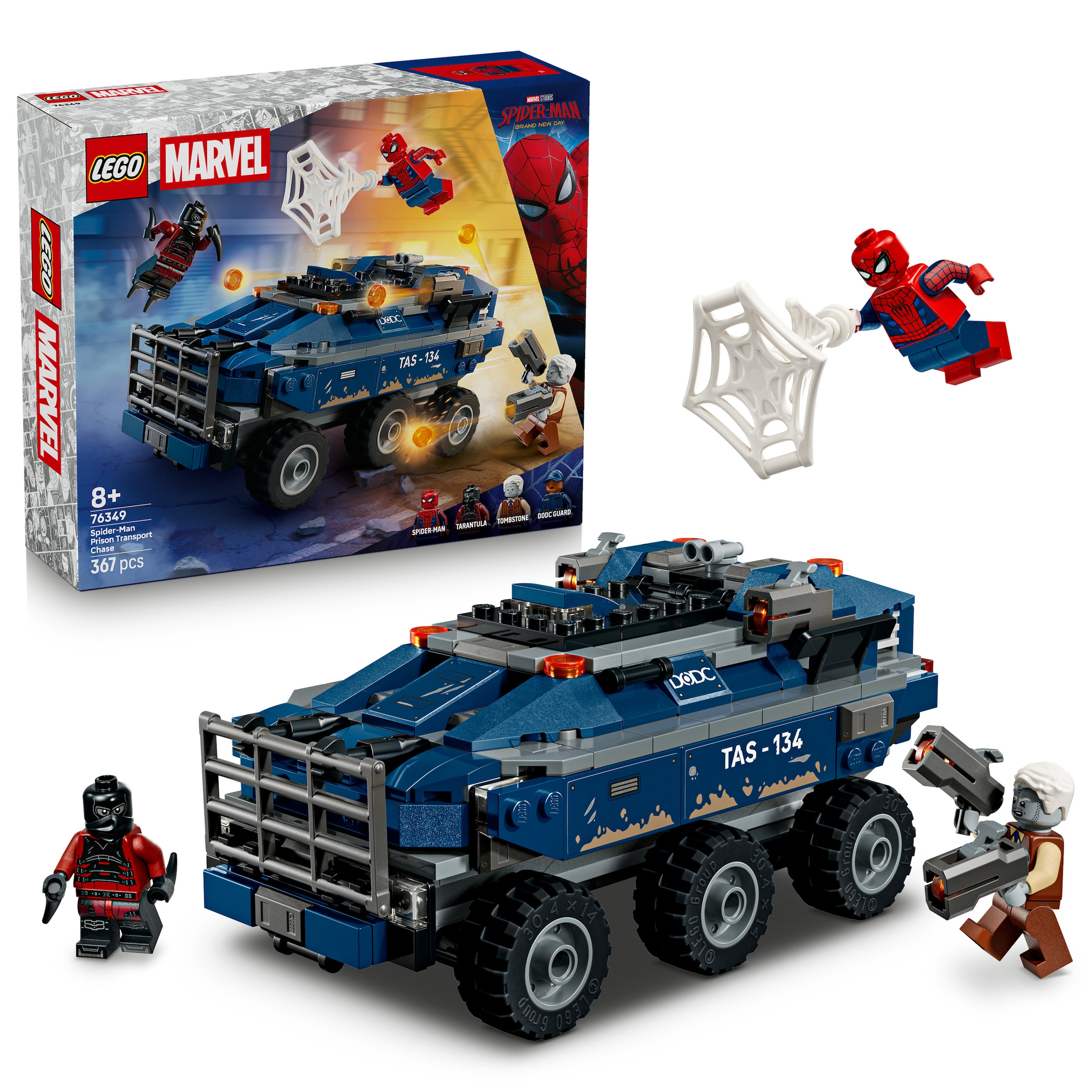 LEGO Kinder Konstruktionsspielsteine "Spider-Man Jagt den Gefängnistransporter (76349), LEGO Super Heroes", blau, Kunststoff, Spielbausteine, Made in