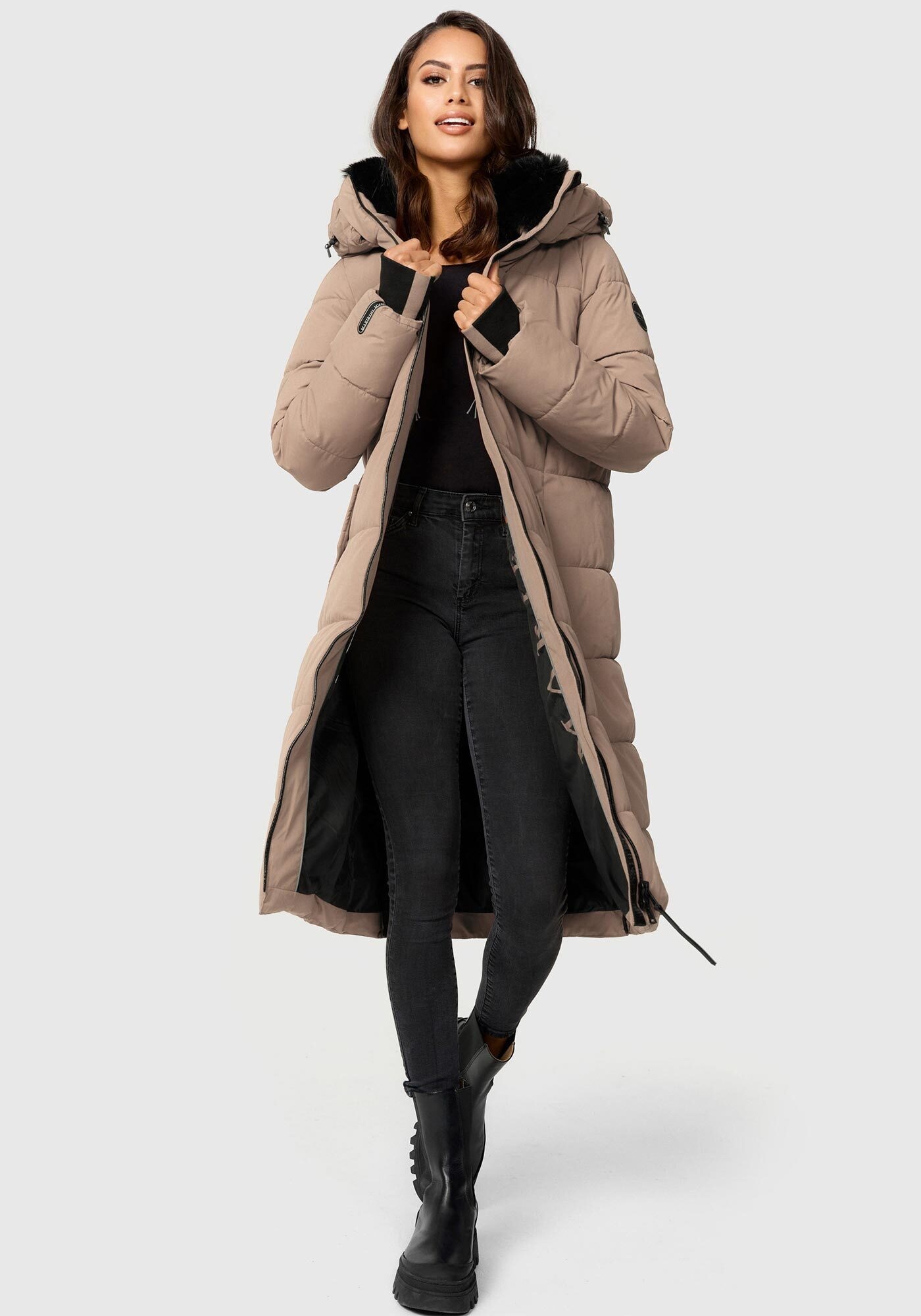 Marikoo Steppjacke "Zuraraa XVI", mit Kapuze, langer Winter Mantel gesteppt günstig online kaufen