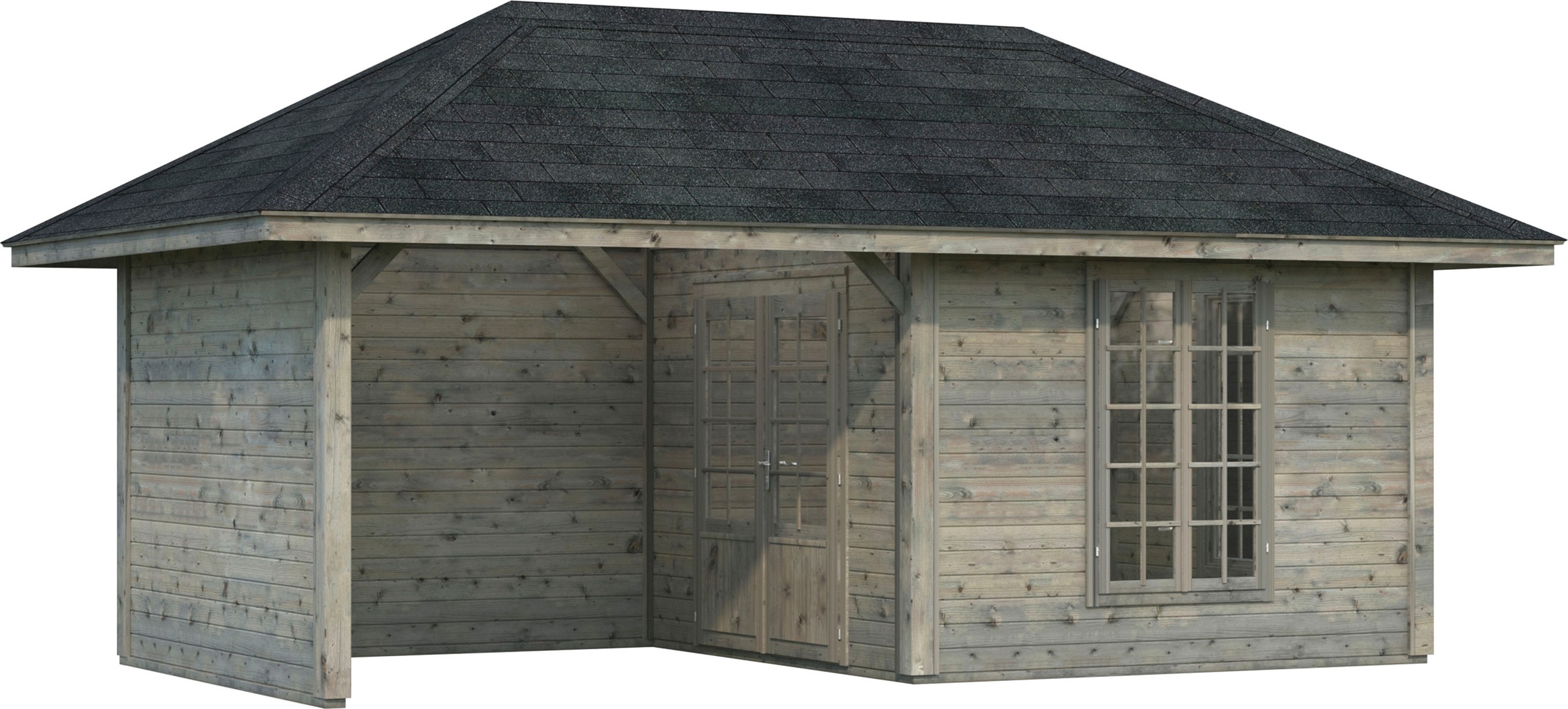 Holzpavillon »Bianca 16,6 m² Set 9«, BxTxH: 588x300x323 cm