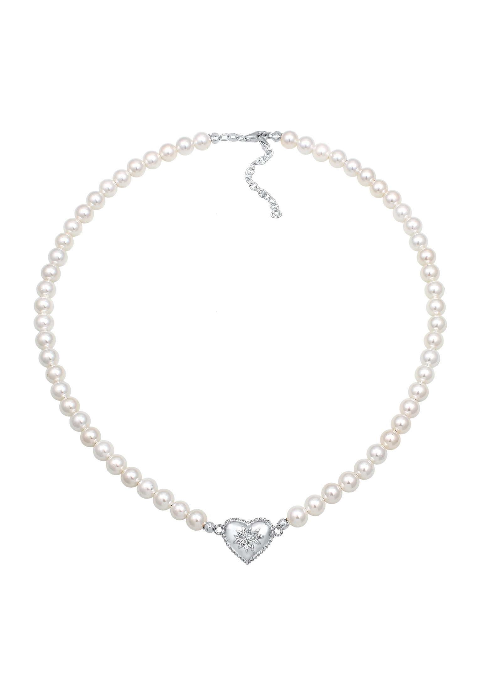 Elli Perlenkette »Elli Halskette Choker Perle Herz Edelweiss 925 Silber«