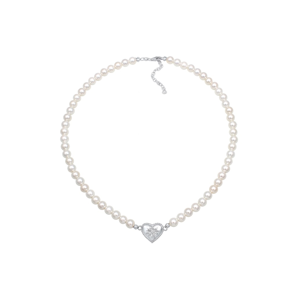 Elli Perlenkette »Elli Halskette Choker Perle Herz Edelweiss 925 Silber«