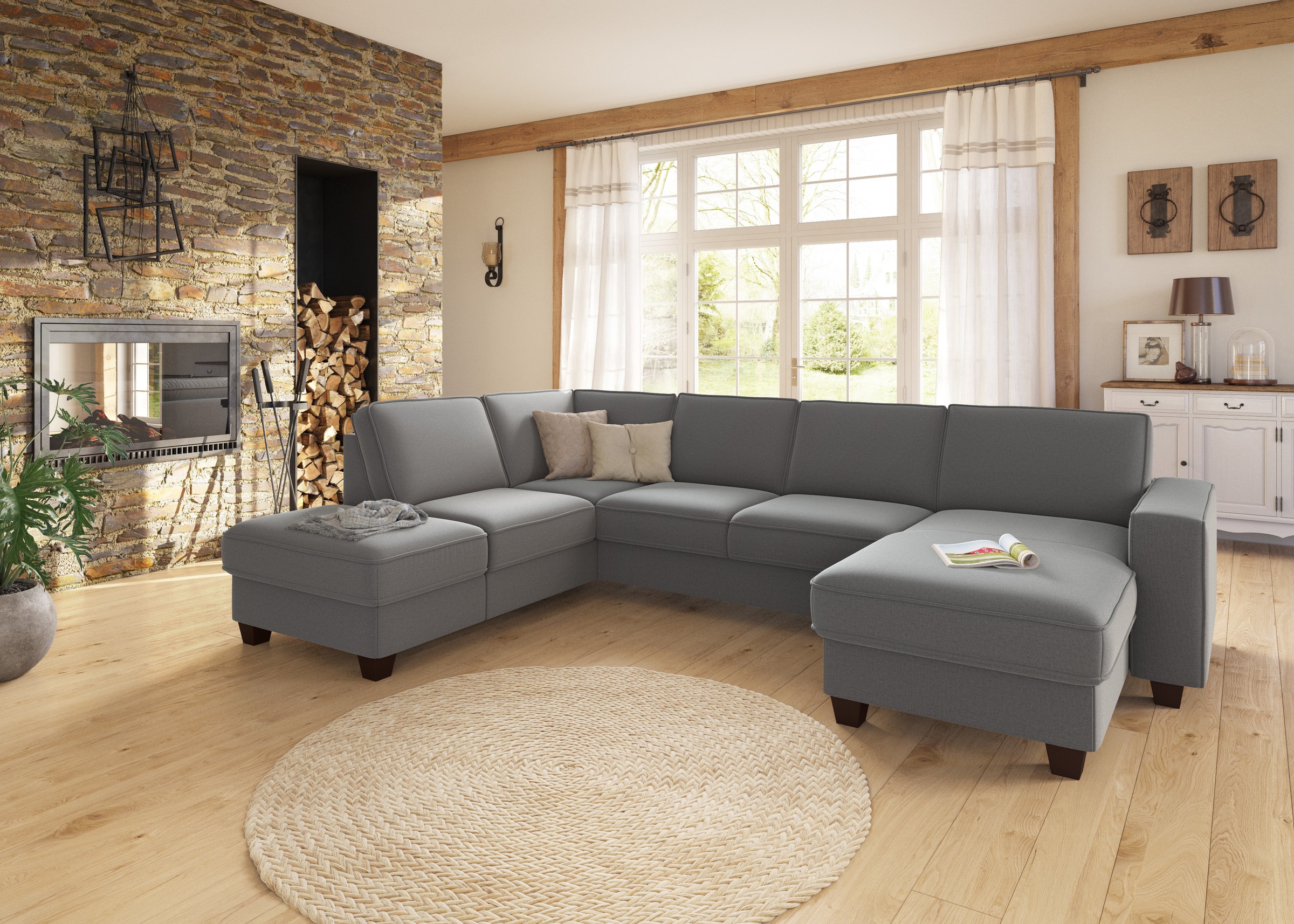 Home affaire Wohnlandschaft "County U-Form" wahlweise Ottomane links oder r günstig online kaufen