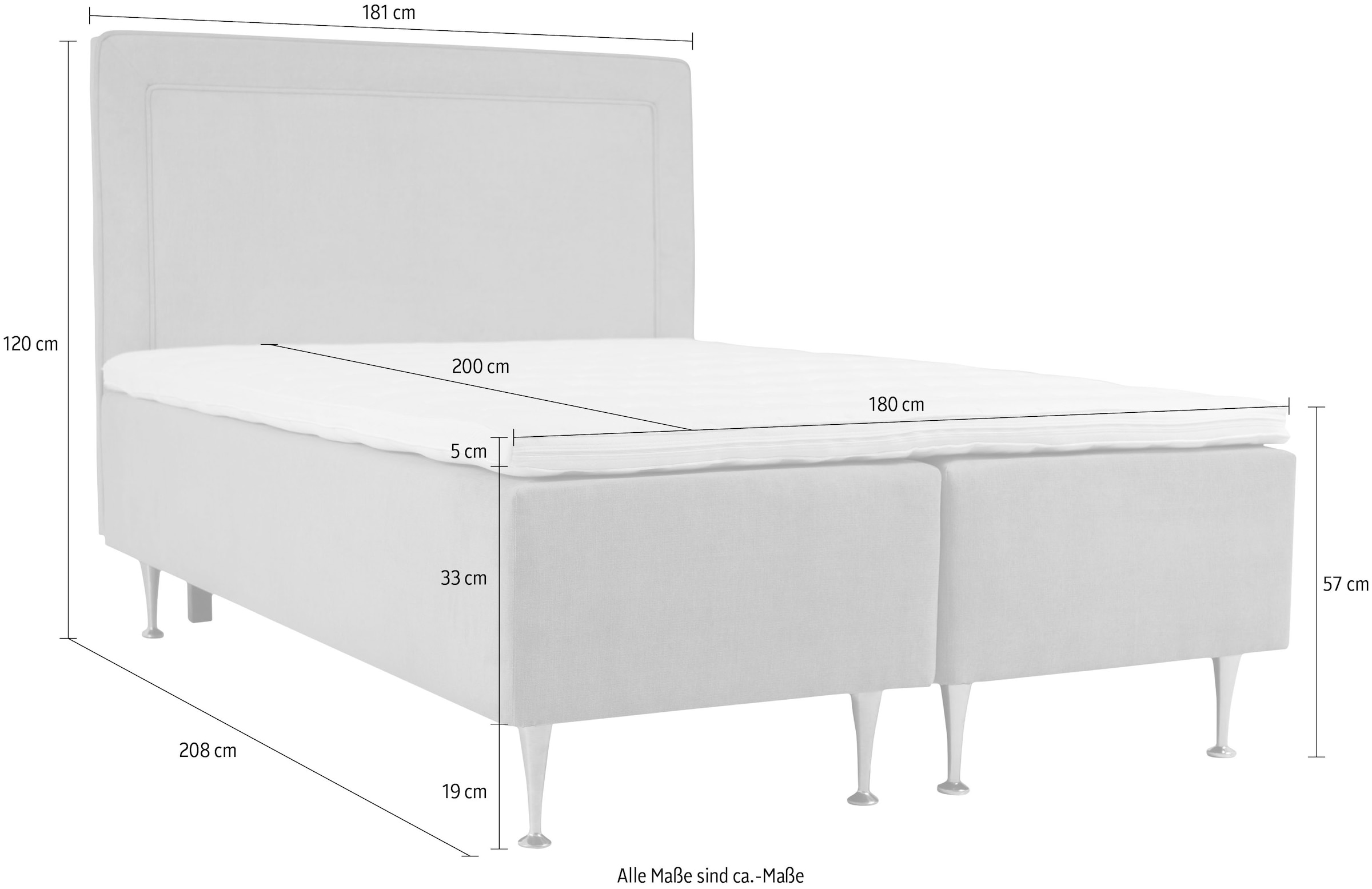 INOSIGN Boxspringbett »Hacer«, Topper, H2 oder H3 und in Breiten 70,80,90,120,140,160,180 wählbar