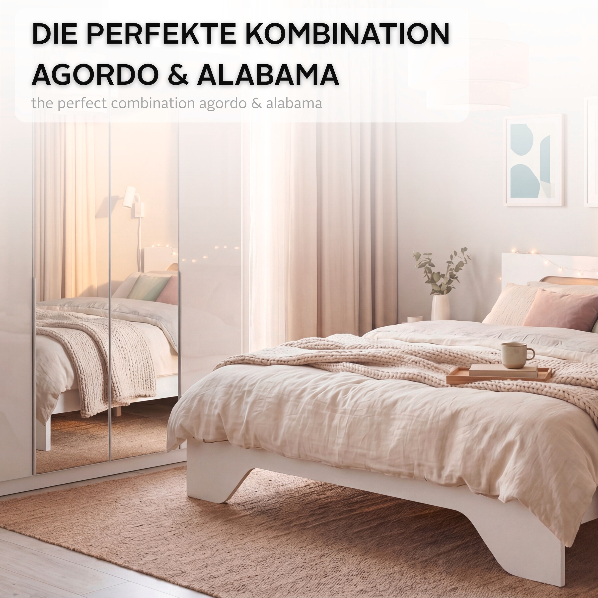 OTTO home Bett »Doppelbett Holzbett Futonbett AGORDO« Liegefläche: 180x200 cm,  mit stilvoller Kopfteil-Absetzung in Eiche Artisan MADE IN GERMANY