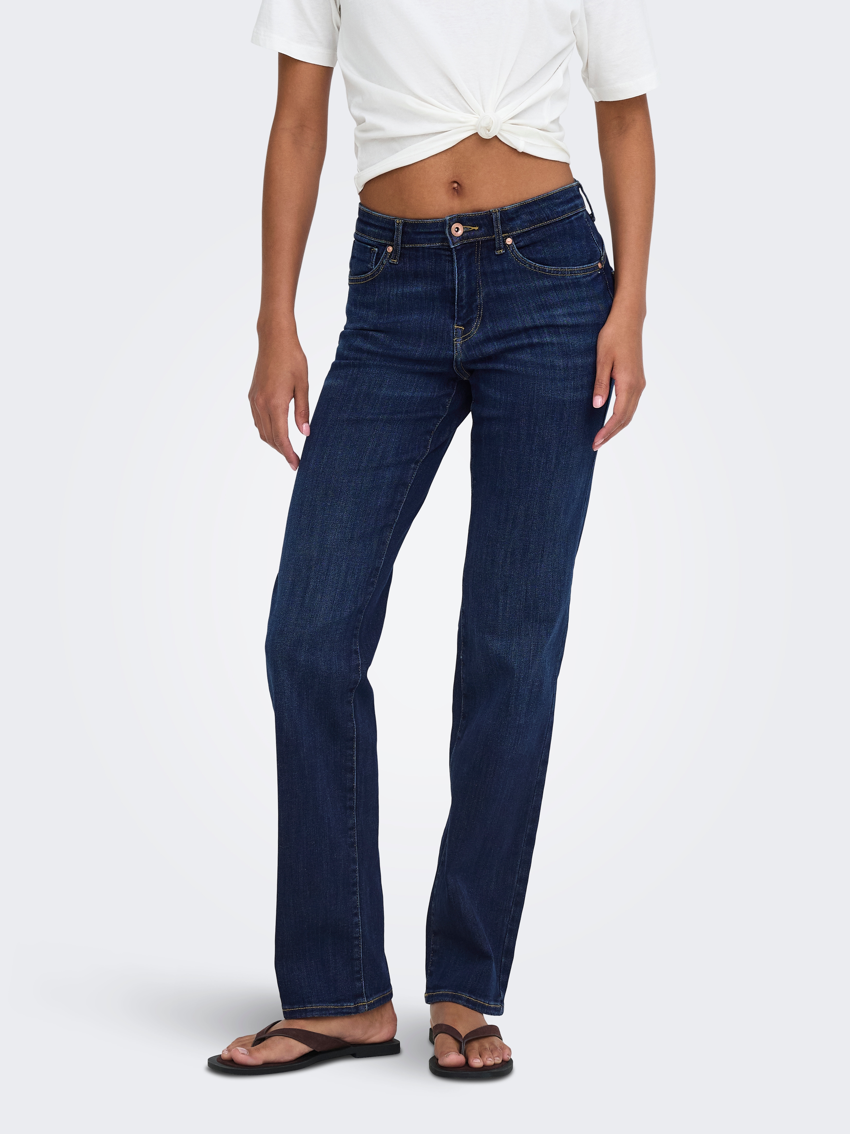 ONLY Slim-fit-Jeans "ONLPOWER MW PUSH UP SLIM STRAIGHT DNM" Baumwollmischung, mid waist, slim fit