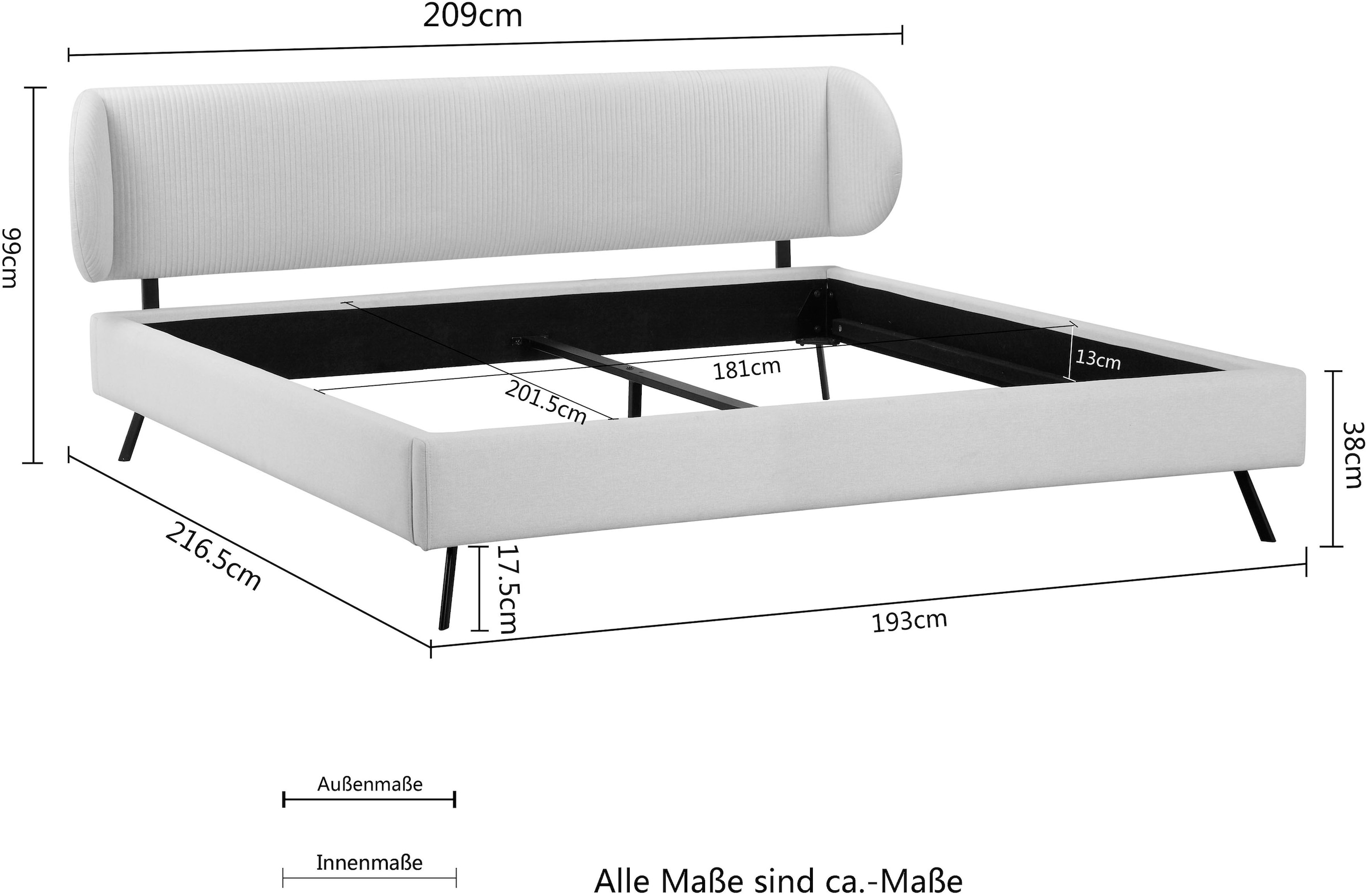 Guido Maria Kretschmer Home&Living Polsterbett »Swantje«, in 3 Breiten und 4 Farben