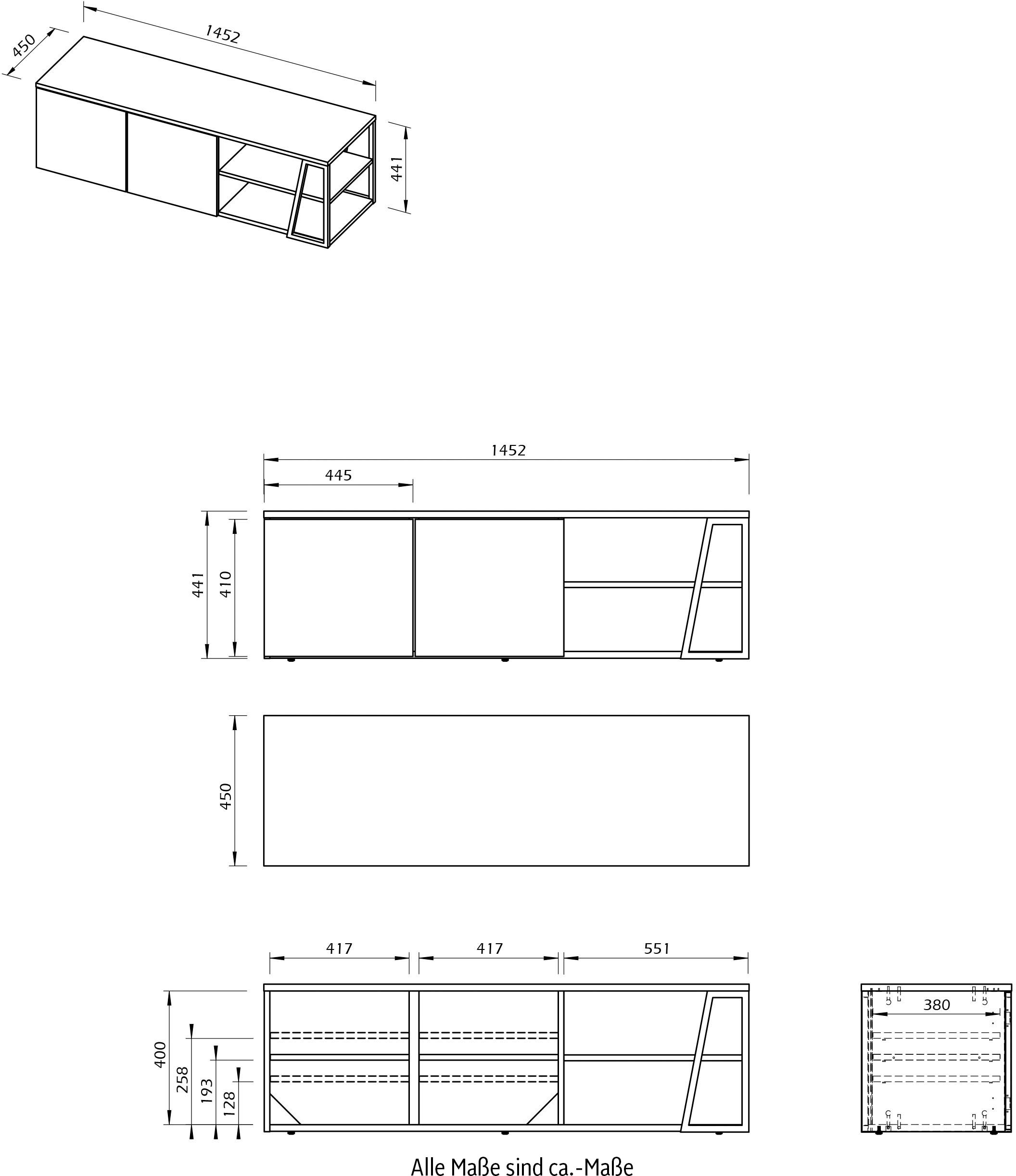 TemaHome TV-Bank »Albi«, Breite 145 cm