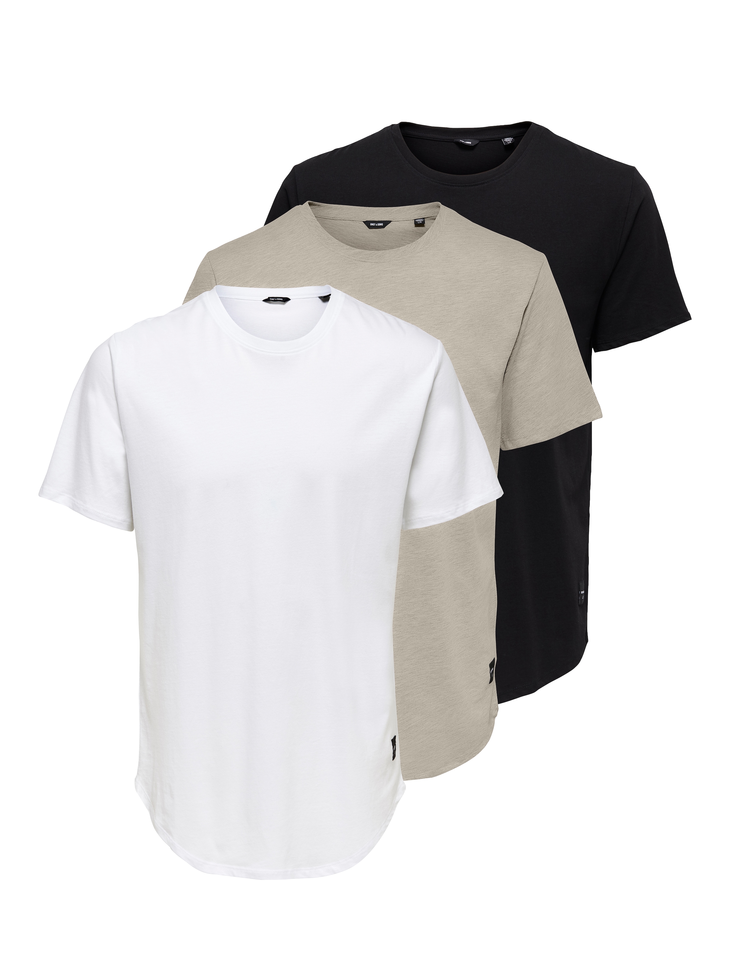 ONLY & SONS T-Shirt "ONSMATT LONGY SS TEE 3-PACK" Packung, 3 Baumwolle, relaxed fit