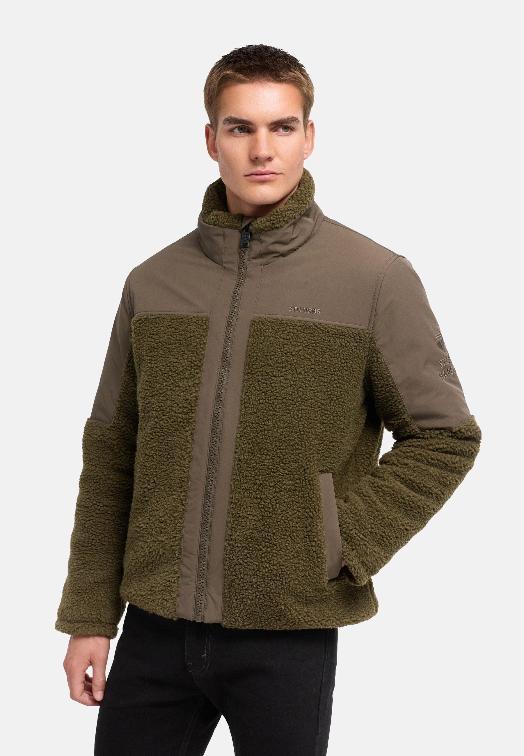 Stone Harbour Plüschjacke »Riveen XX« ohne Kapuze Warme Winterjacke mit Teddyfleece Materialmix