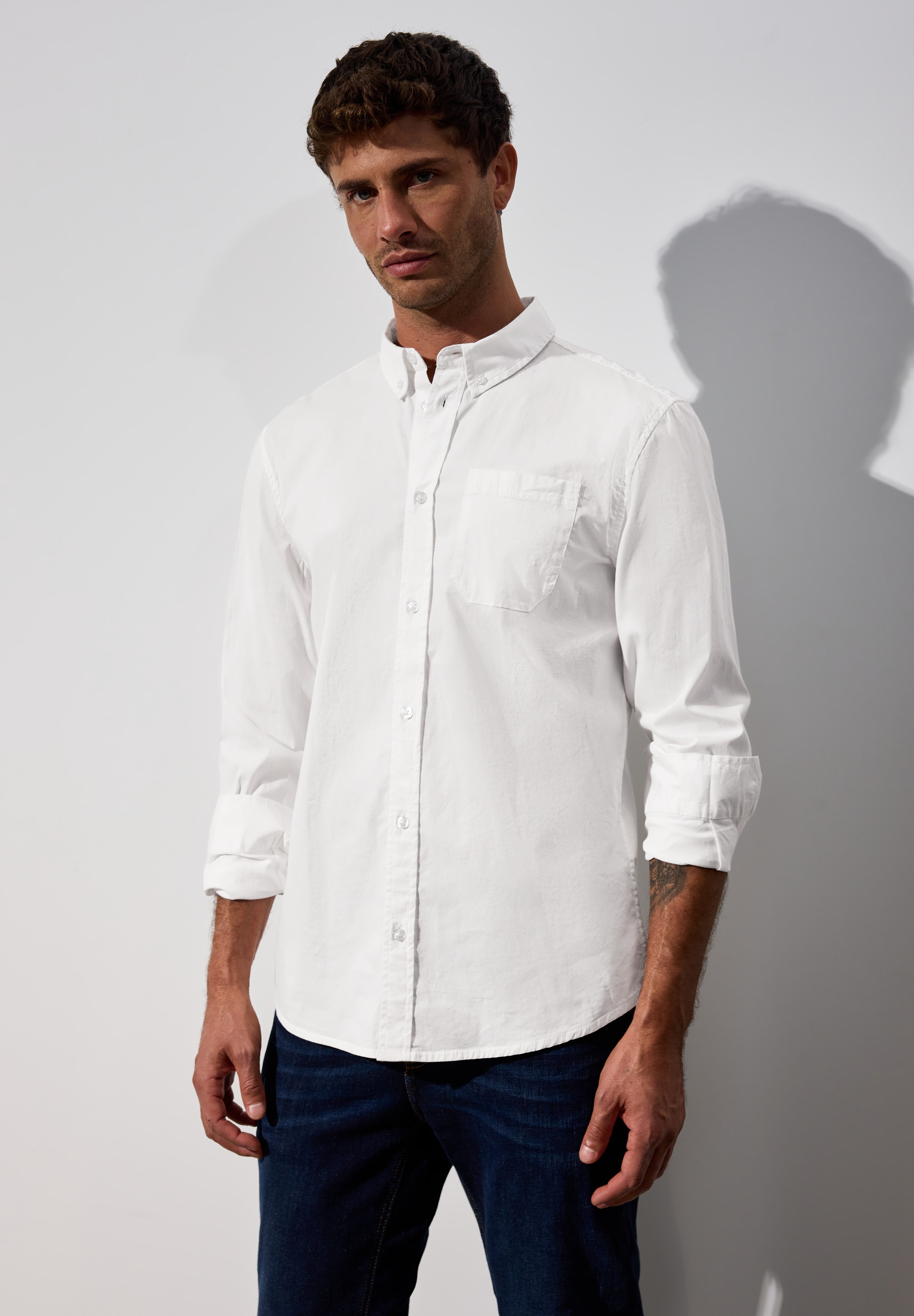 STREET ONE MEN Langarmhemd mit Brusttasche