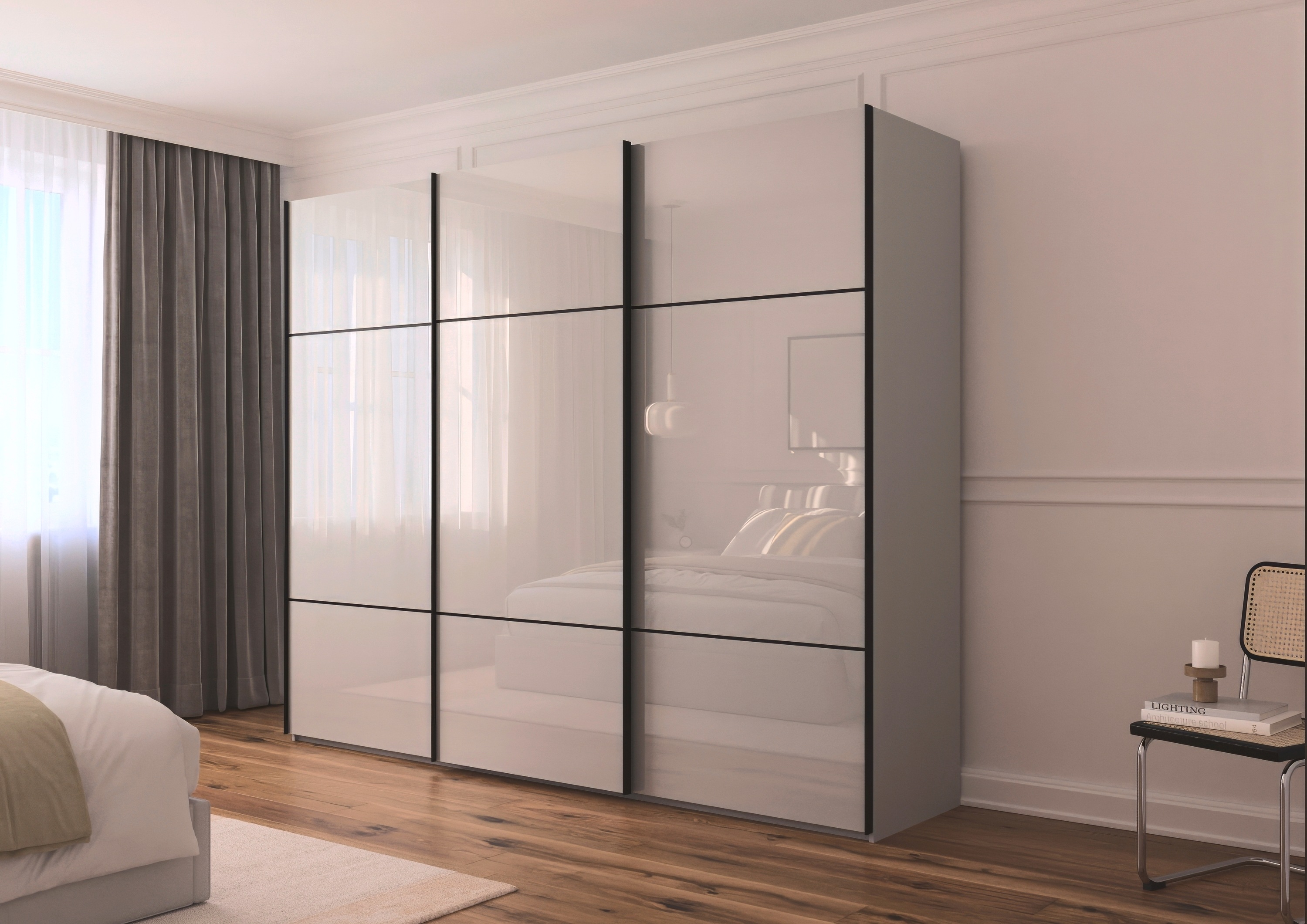 Thumbnail - rauch Schwebetürenschrank "Kleiderschrank Schrank Garderobe Schlafzimmerschrank SCALE-TRIO", edle dreigeteilte Front mit...