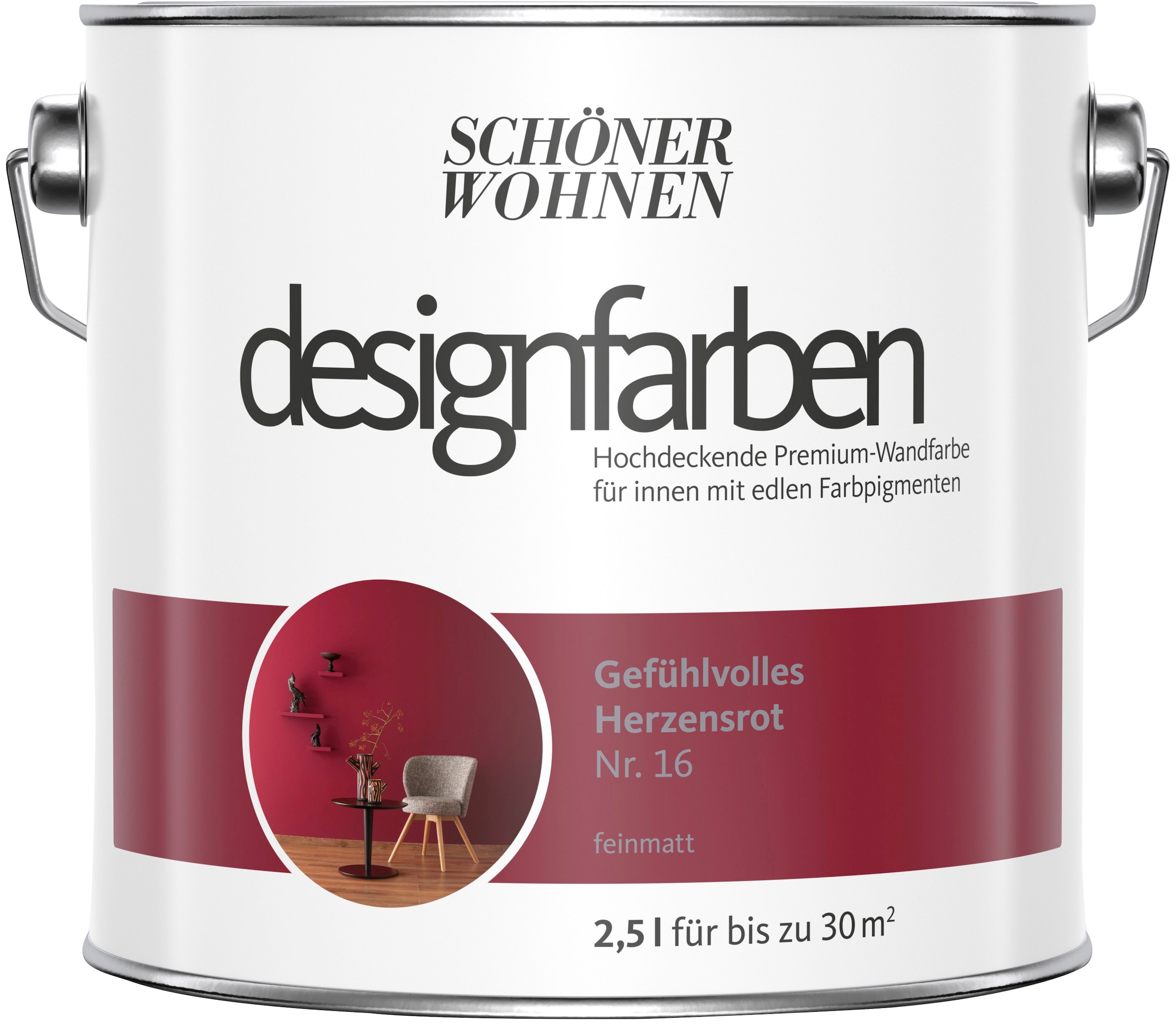 SCHÖNER WOHNEN FARBE Wand- Premium-Wandfarbe, Farbwelt und Rechnung rot hochdeckende per Deckenfarbe | BAUR »Designfarben«