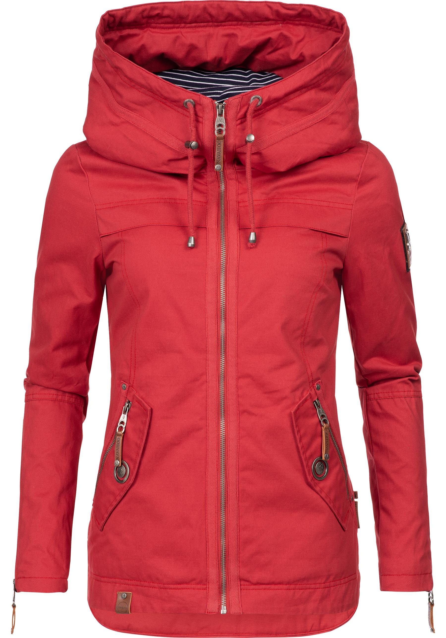 Navahoo Outdoorjacke "Wekoo", mit Kapuze, moderner Damen Übergangsparka aus Baumwolle mit Kapuze