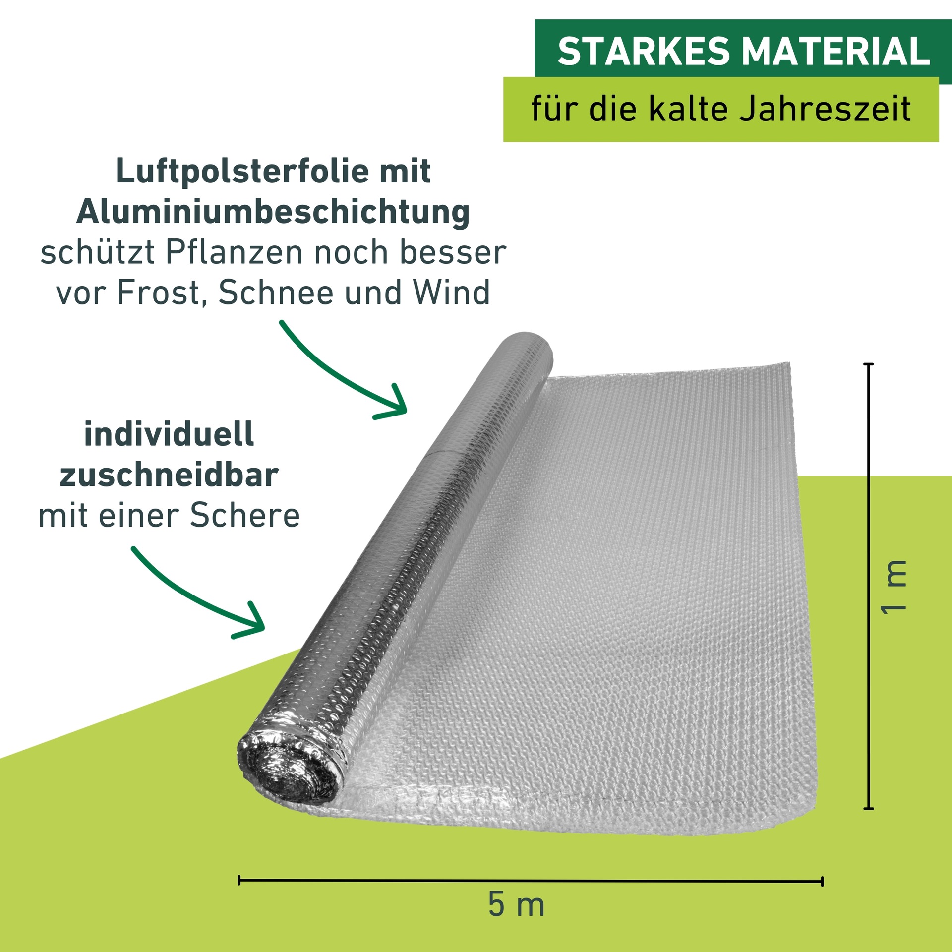 Windhager Winterschutzvlies »Kälteschutzfolie für Topfpflanzen, Frostschutz und Kälteschutz« Luftpolsterfolie mit Aluminiumbeschichtung, 0,5x5 m, zuschneidbar