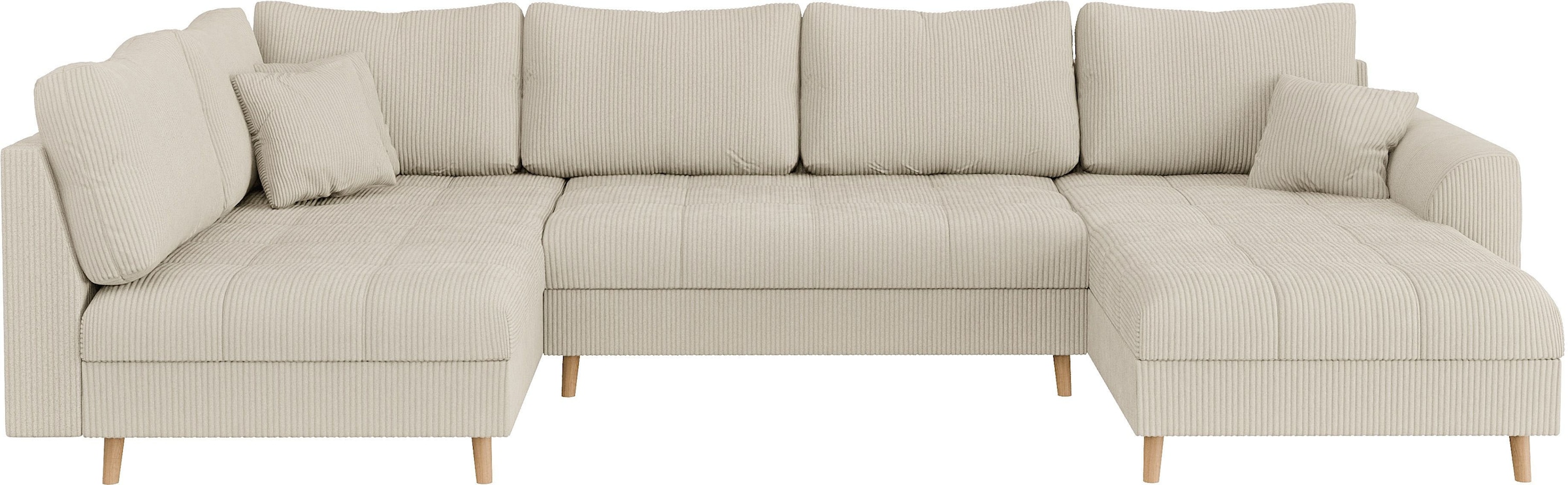 Home affaire Wohnlandschaft »CHARRE U-Form mit Ottomane, Maße B/T/H: 310/161/81 cm«, feine Steppung, lose Rücken- und Zierkissen, auch in Cord und Bouclé