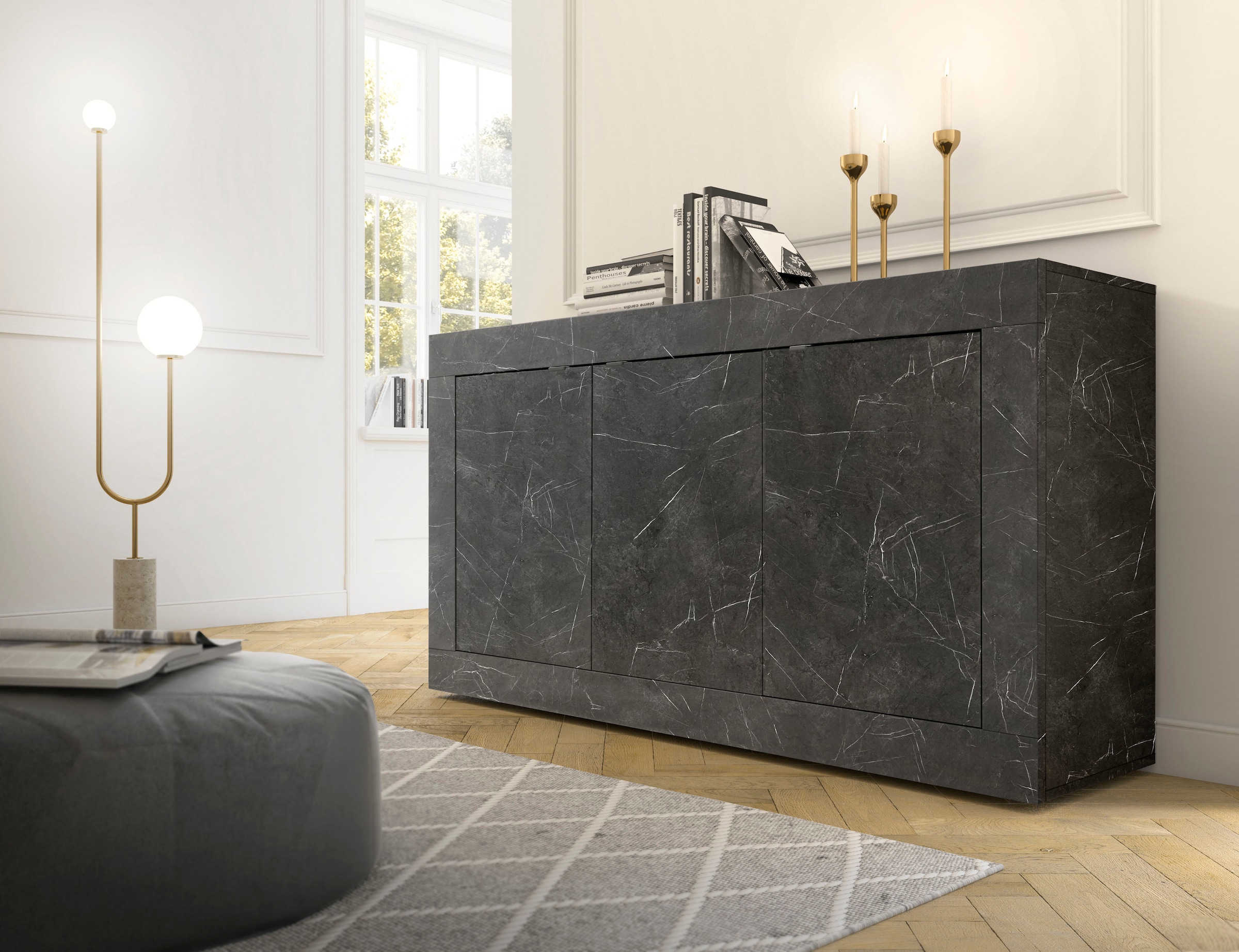 INOSIGN Sideboard »Basic Breite 160 cm, Kommode 3 Türen, Anrichte,«, Metallgriff, moderne Rahmenoptik, viel Stauraum, Farbauswahl