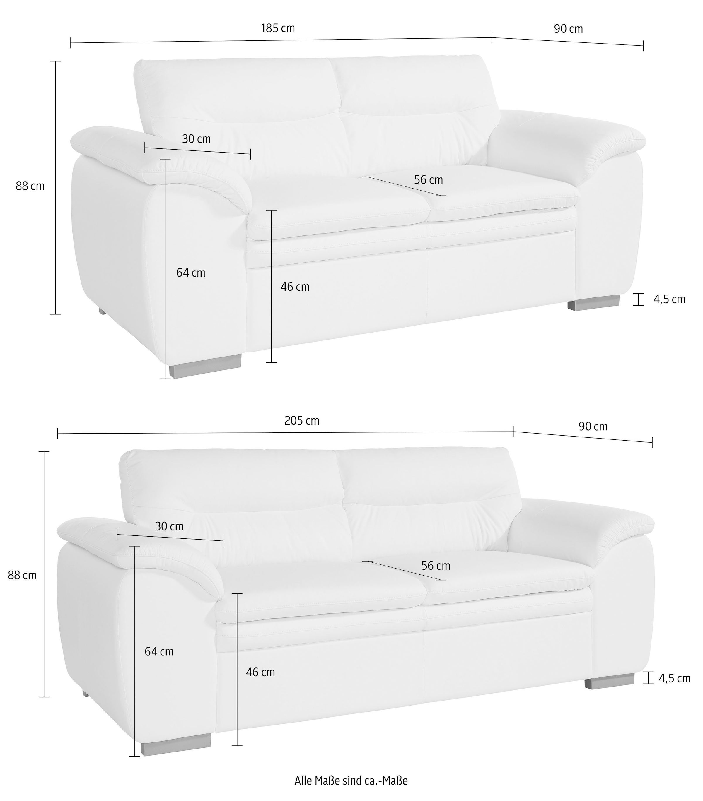 COTTA Polstergarnitur »Leandra« Set bestehend aus: 2-Sitzer & 2,5-Sitzer