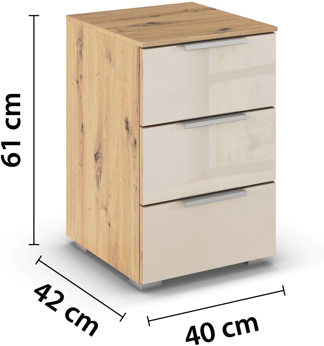 rauch Nachtkommode »Nachttisch Nachtkonsole Nachtschrank KOLUNA mit Glasfront«, (Breite 40 cm), mit 3 geräumigen Schubladen für viel Stauraum MADE IN GERMANY