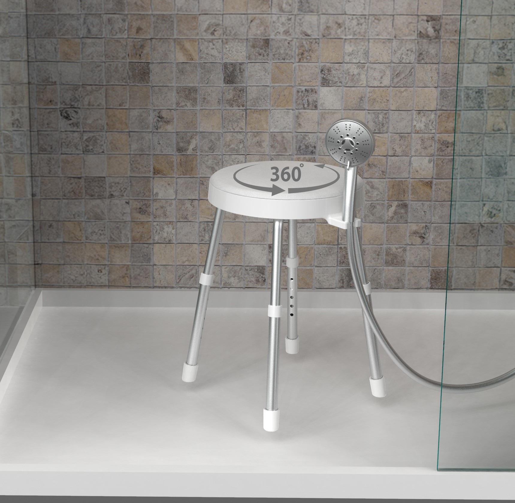 Bischof Dusch- und Badhocker »Rotate 1.0« belastbar bis 150 kg TÜV/GS geprüft, drehbare Sitzfläche und Ablage, höhenverstellbar