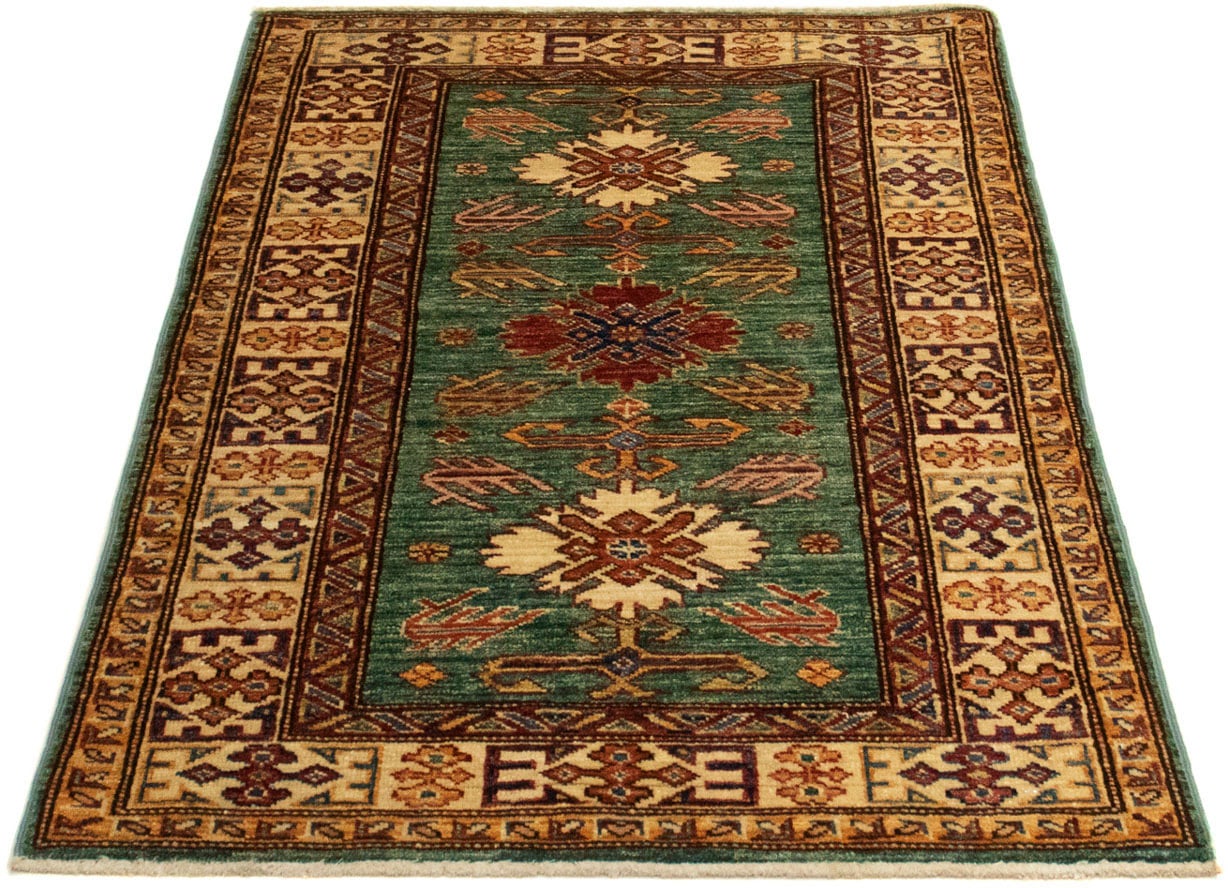 morgenland Orientteppich "Ziegler - Kazak - 119 x 80 cm - grün", rechteckig, 6 mm Höhe, Wohnzimmer, Handgeknüpft, Einzel