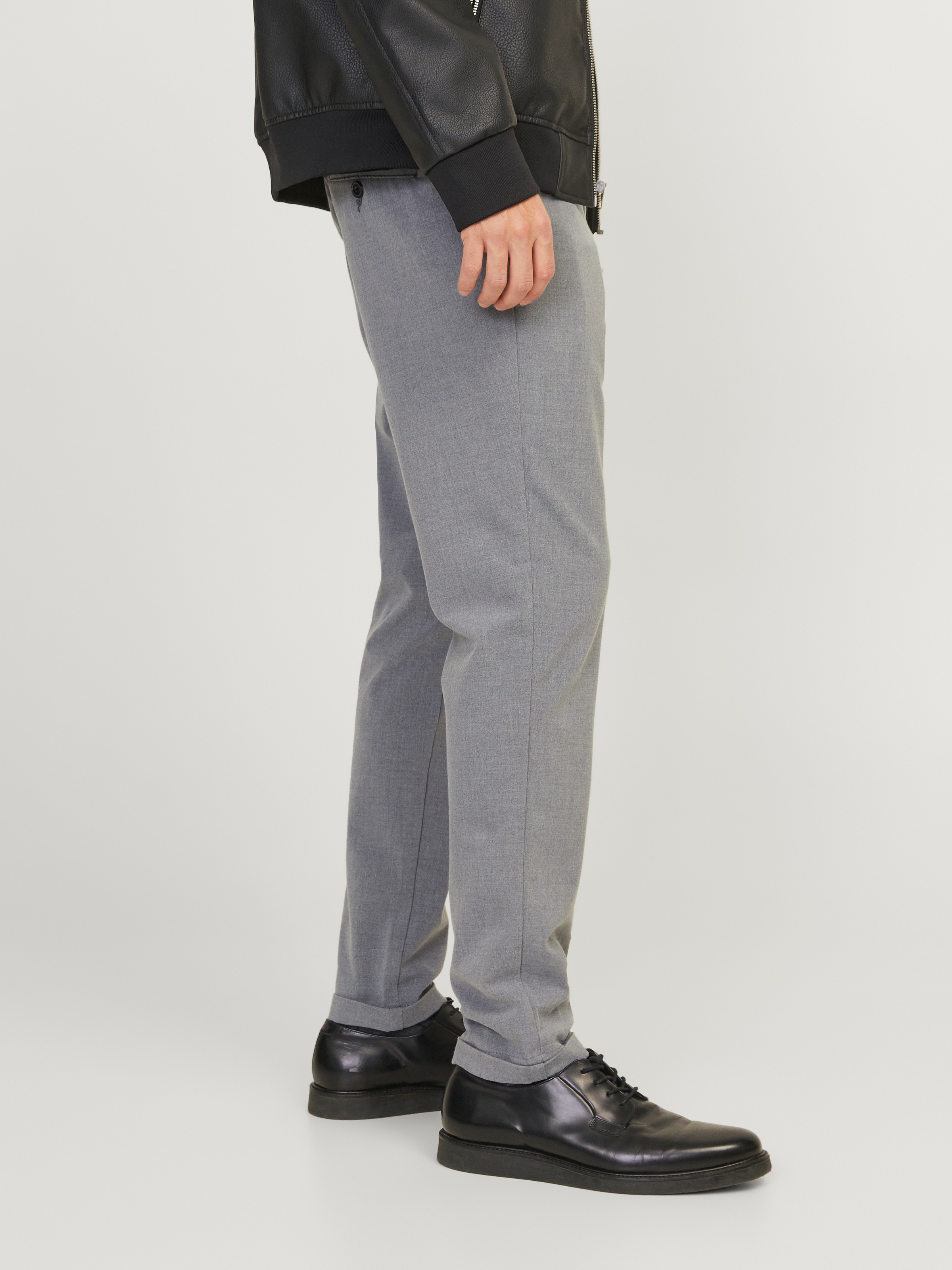 Chinohose JACK & JONES "MARCO – Chinohose mit Stretchanteil und Komfort", Herren, Gr. 29, Länge 32, grau (grau melange), Web, Obermaterial: 68% Polyester, 29% Viskose, 3% Elasthan, unifarben, slim fit normal, Hosen Chinohose, modisch, slim fit, Web 3