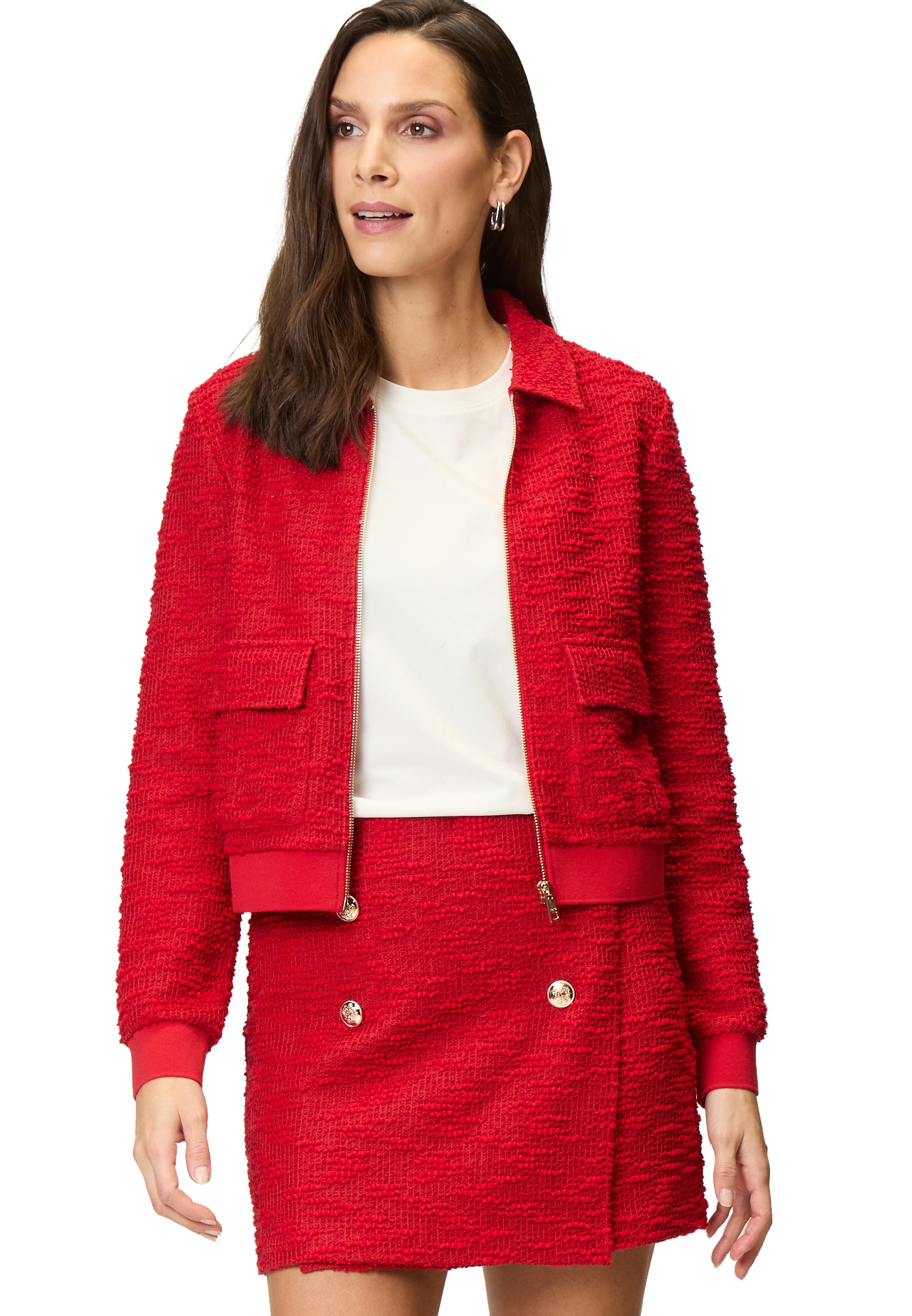 Zero Jackenblazer "zero Damen Bouclè-Jacke mit Klappentaschen", weiteres De günstig online kaufen